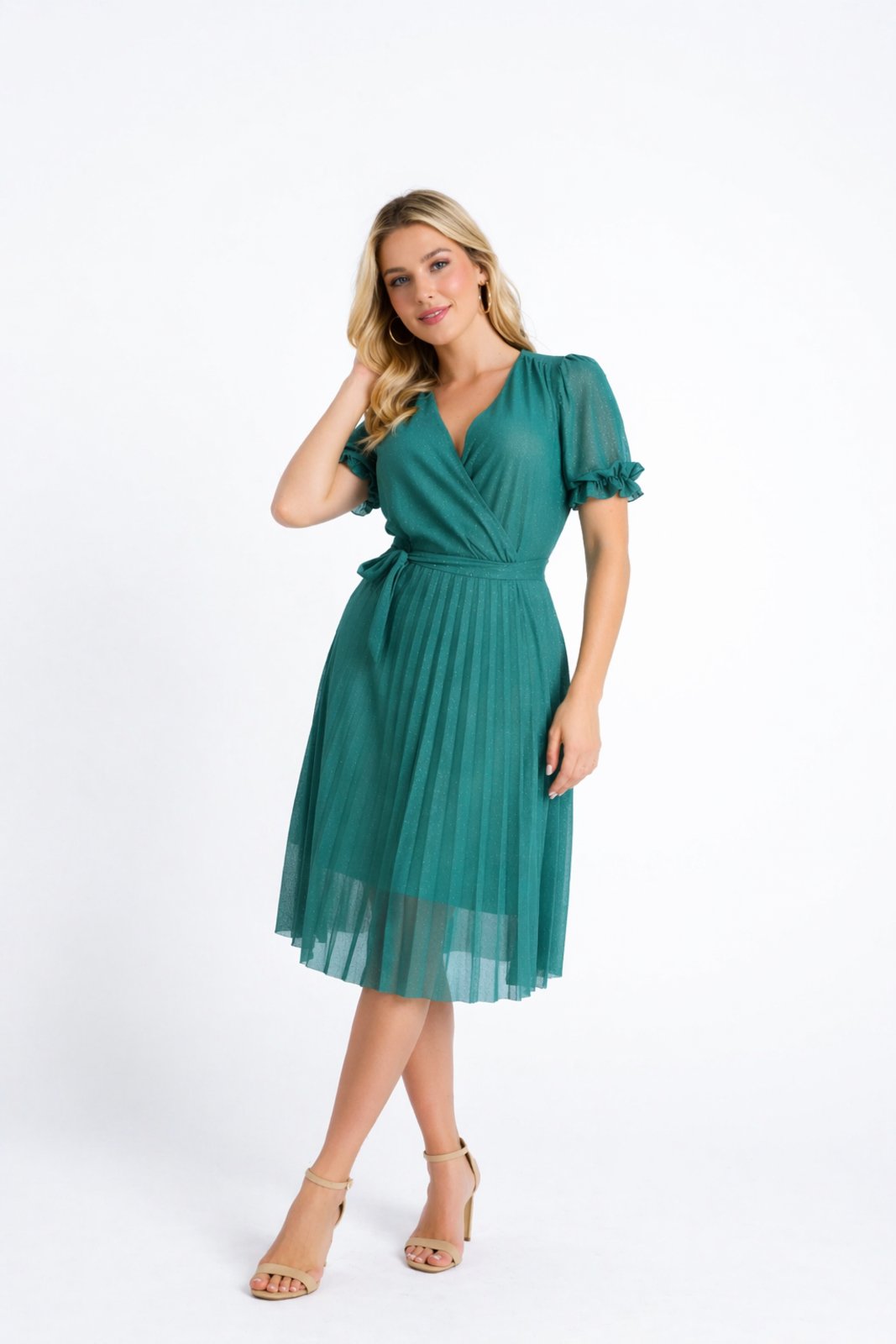 Vestido Midi D Bell Outlet Fashion Tule Com Glitter Verde