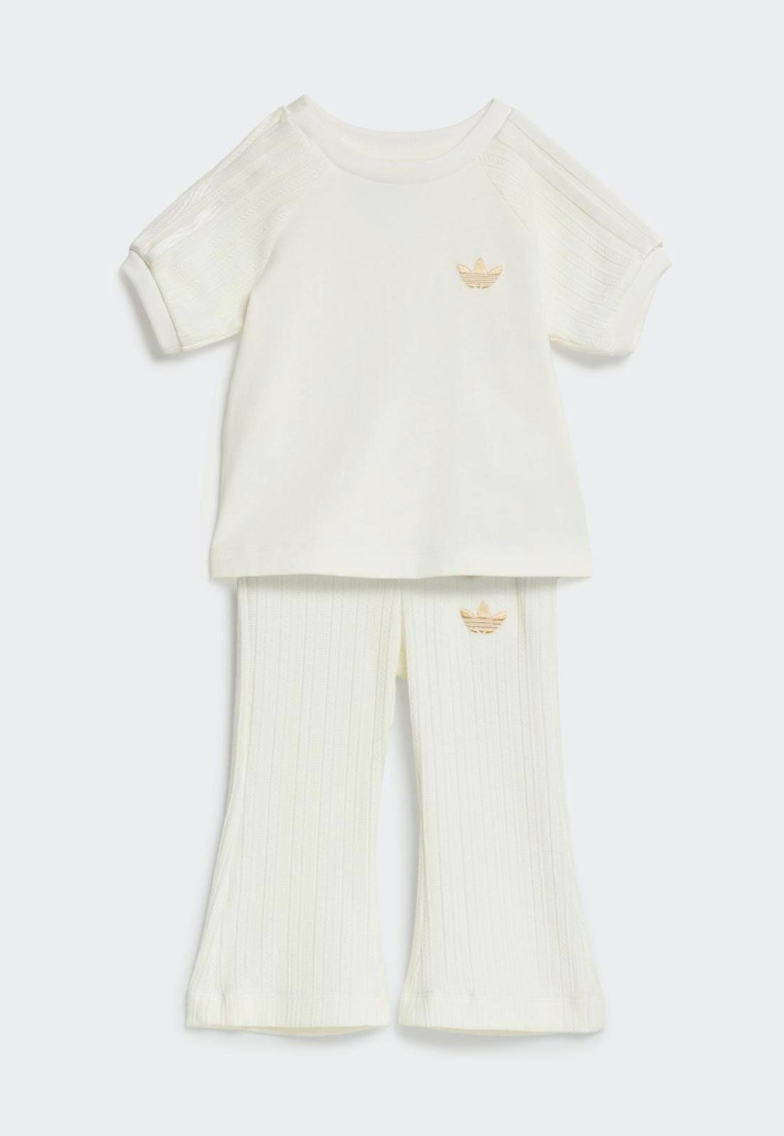 Infantil - Conjunto adidas Originals Detalhe Listras Creme