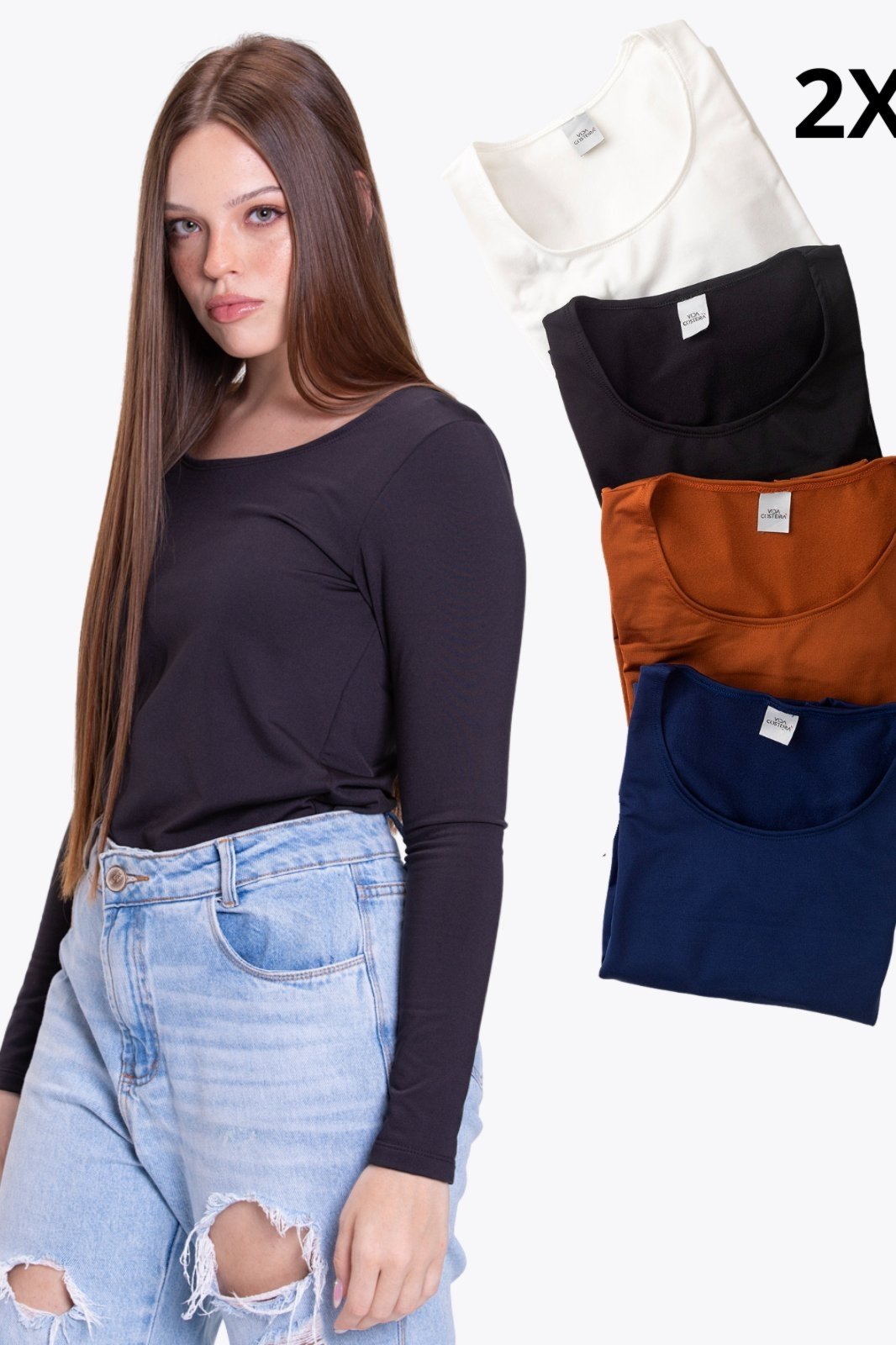 Vista 2 Kit 2 Blusas Térmicas Adulto Sortido VIDA COSTEIRA multicolorido VIDA COSTEIRA multicolorido