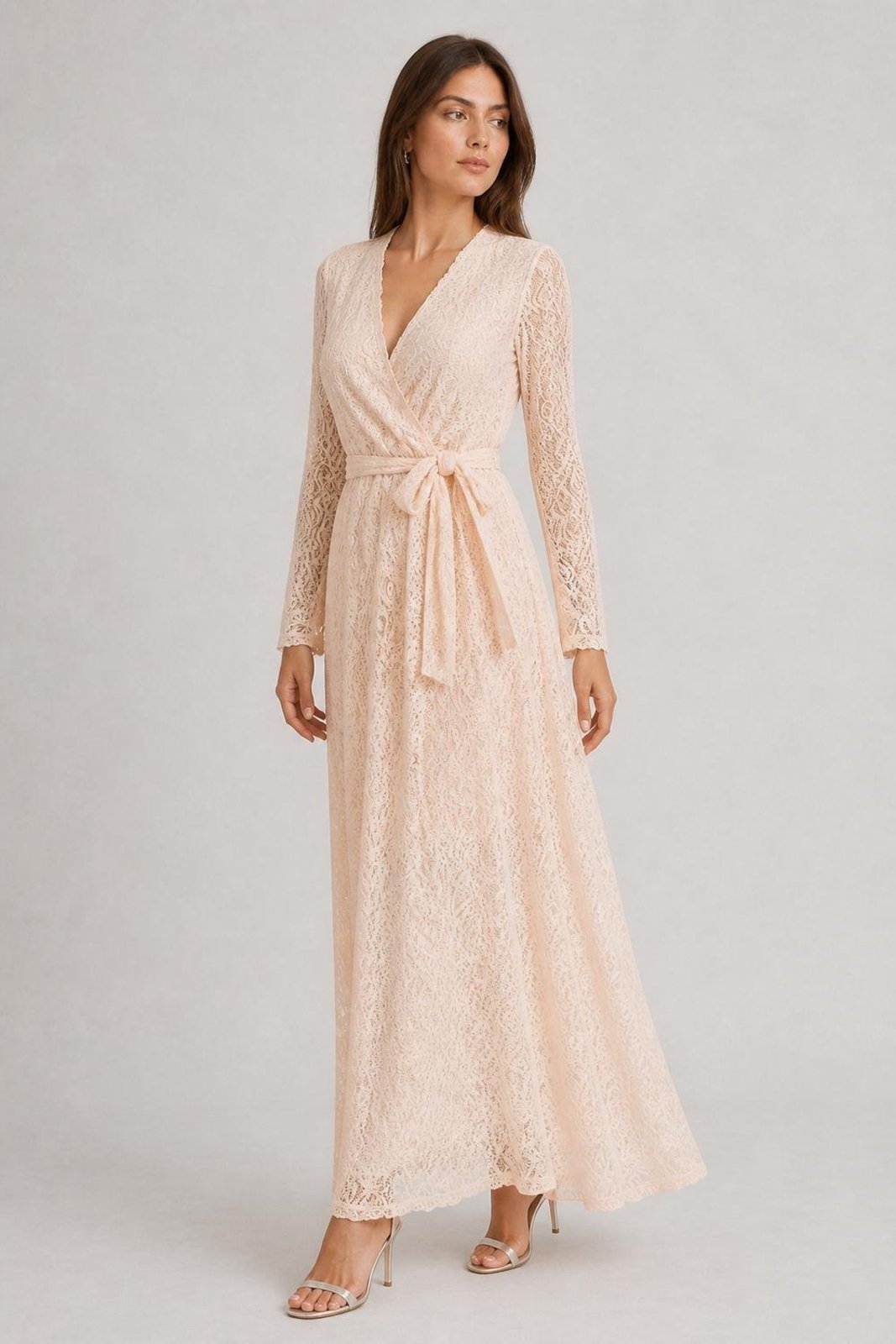 Vestido longo em renda Rosa