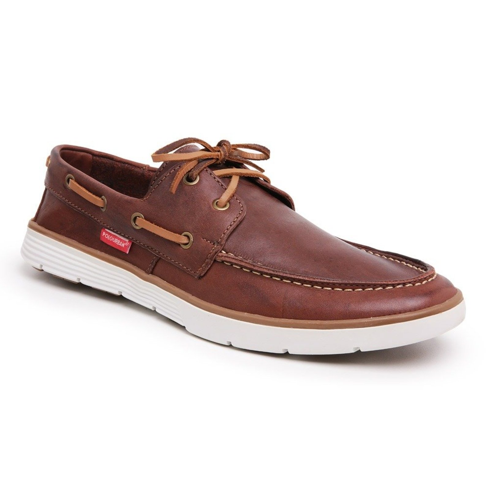 Mocassim Dockside Masculino Couro Legítimo Miuzzi Flat Baixo Amarração Em Cadarço Leve Cor Marrom