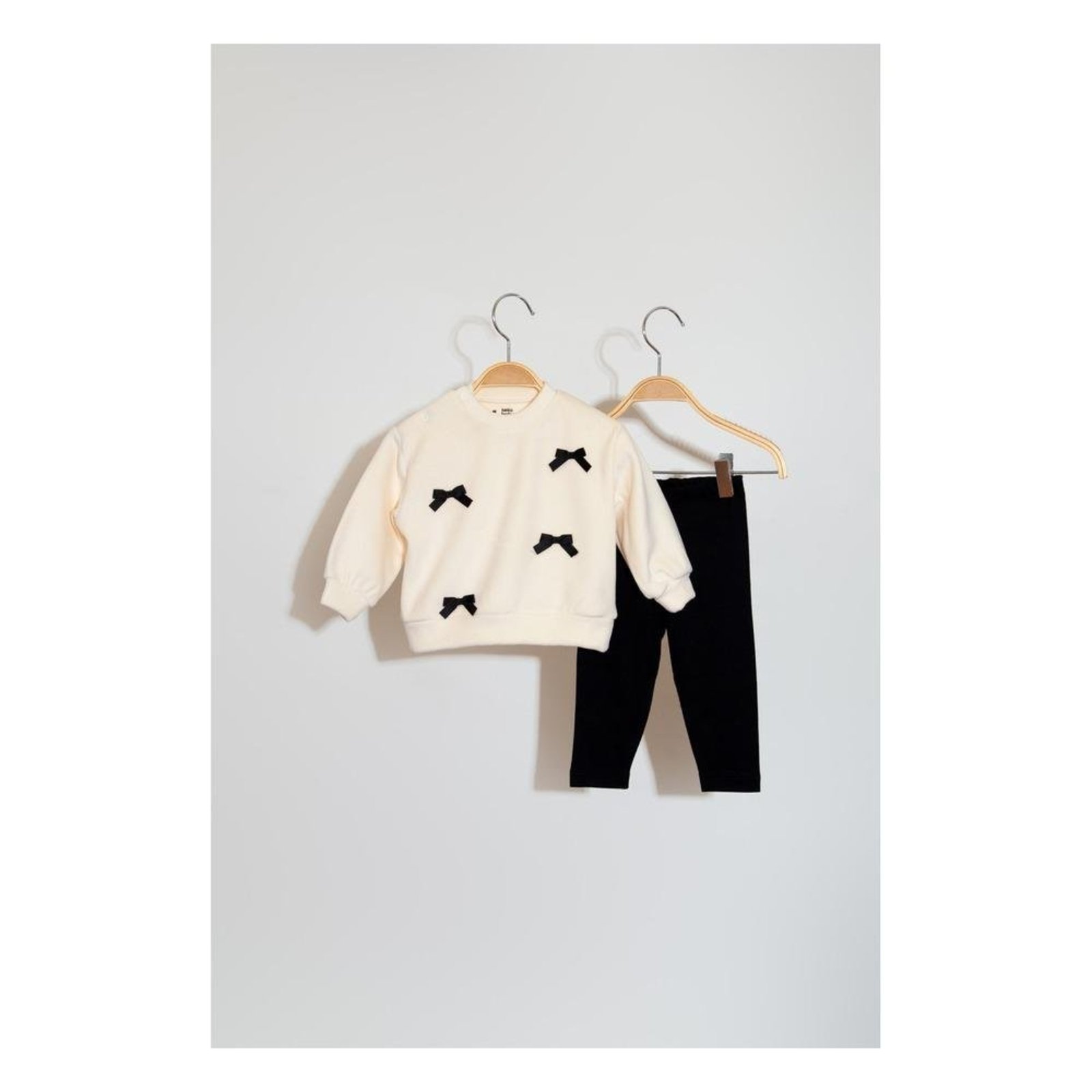 Infantil - Conjunto Calça Legging Casaco Laço Keko e Beka G Preto