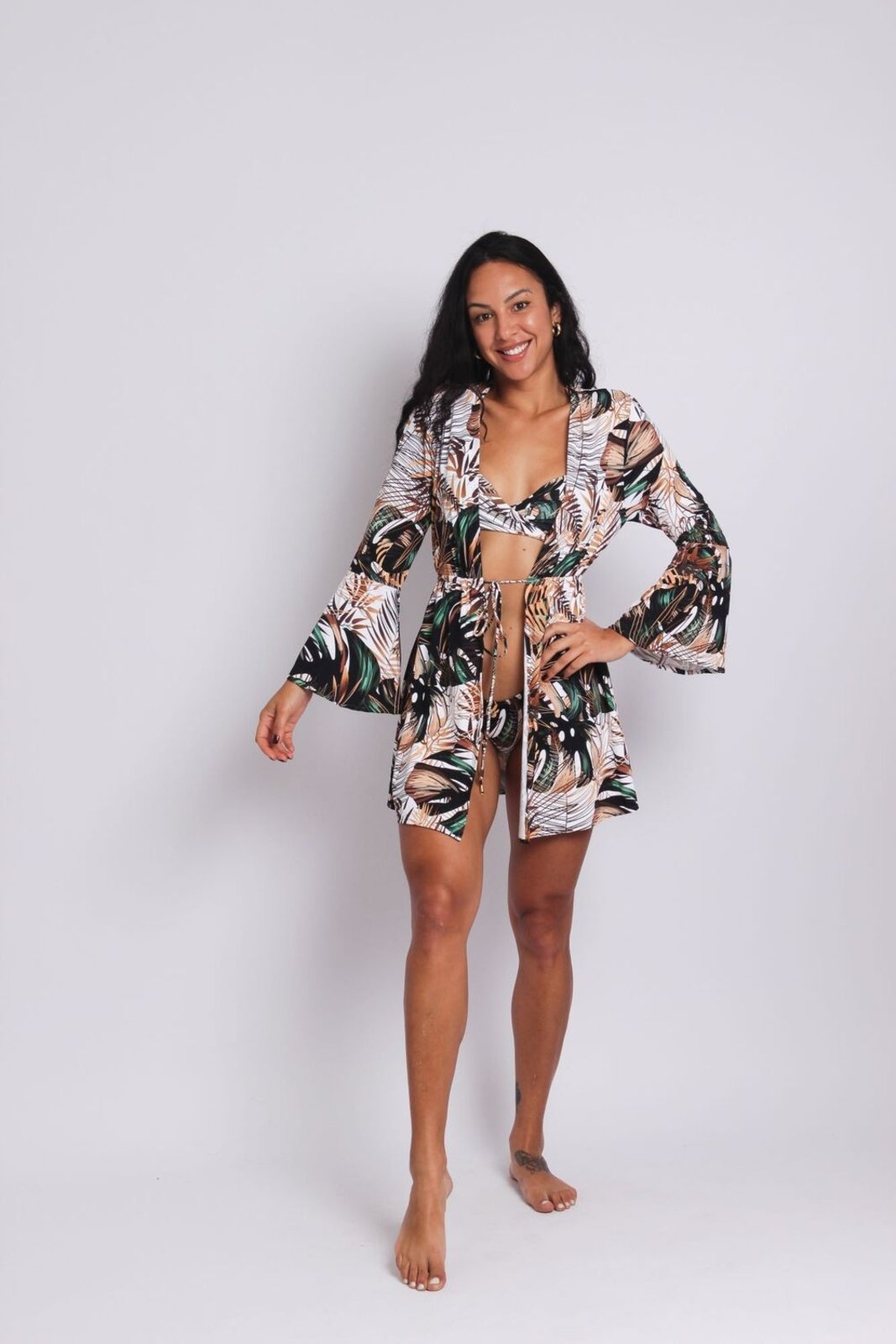 Vista 2 3494 - Saída De Praia Manga Boca de Sino Jardim Botânico - Duna Casual DunaCasual estampado DunaCasual estampado