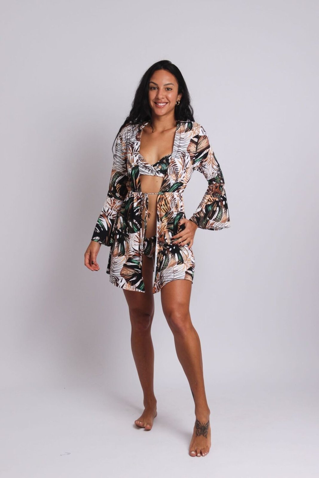 Vista 3 3494 - Saída De Praia Manga Boca de Sino Jardim Botânico - Duna Casual DunaCasual estampado DunaCasual estampado