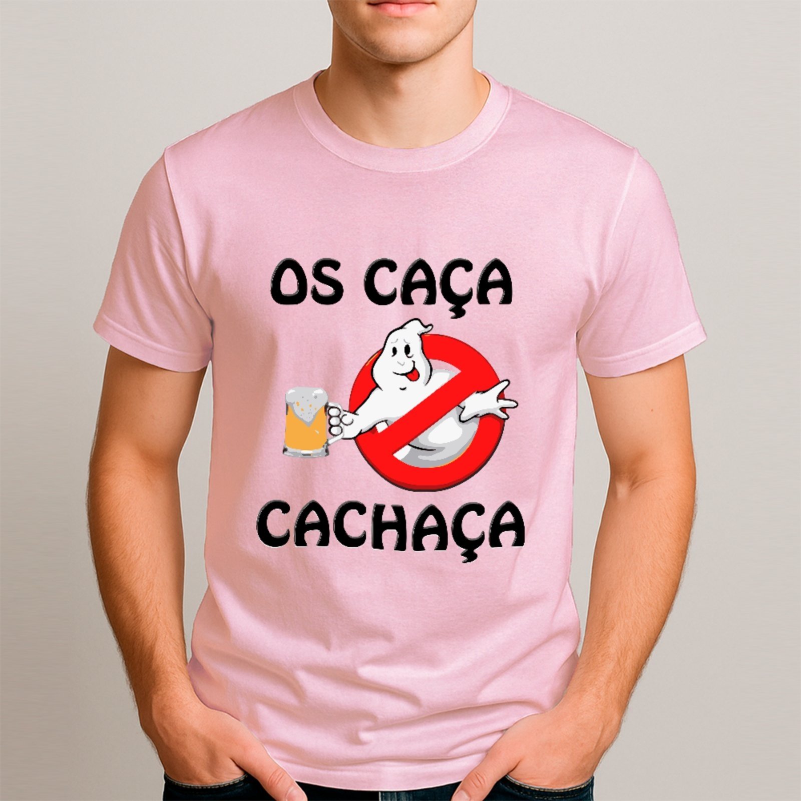 Vista 3 Camiseta Ousy Básica Os Caça Cachaça Humor Álcool Carnaval Meme Unissex preto ousy preto