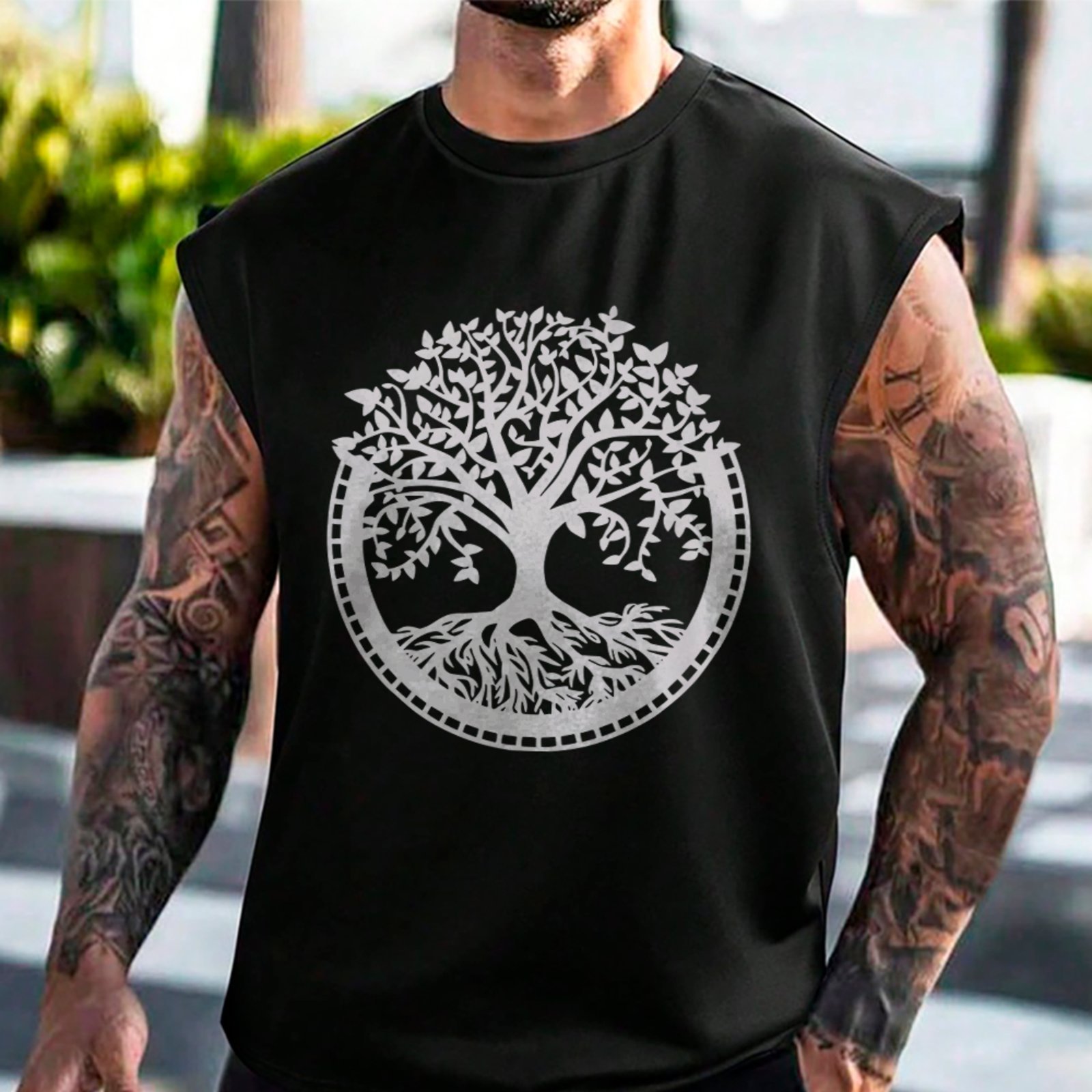 Camiseta Regata Machão Árvore Da Vida Natureza Streetwear Premium Preto