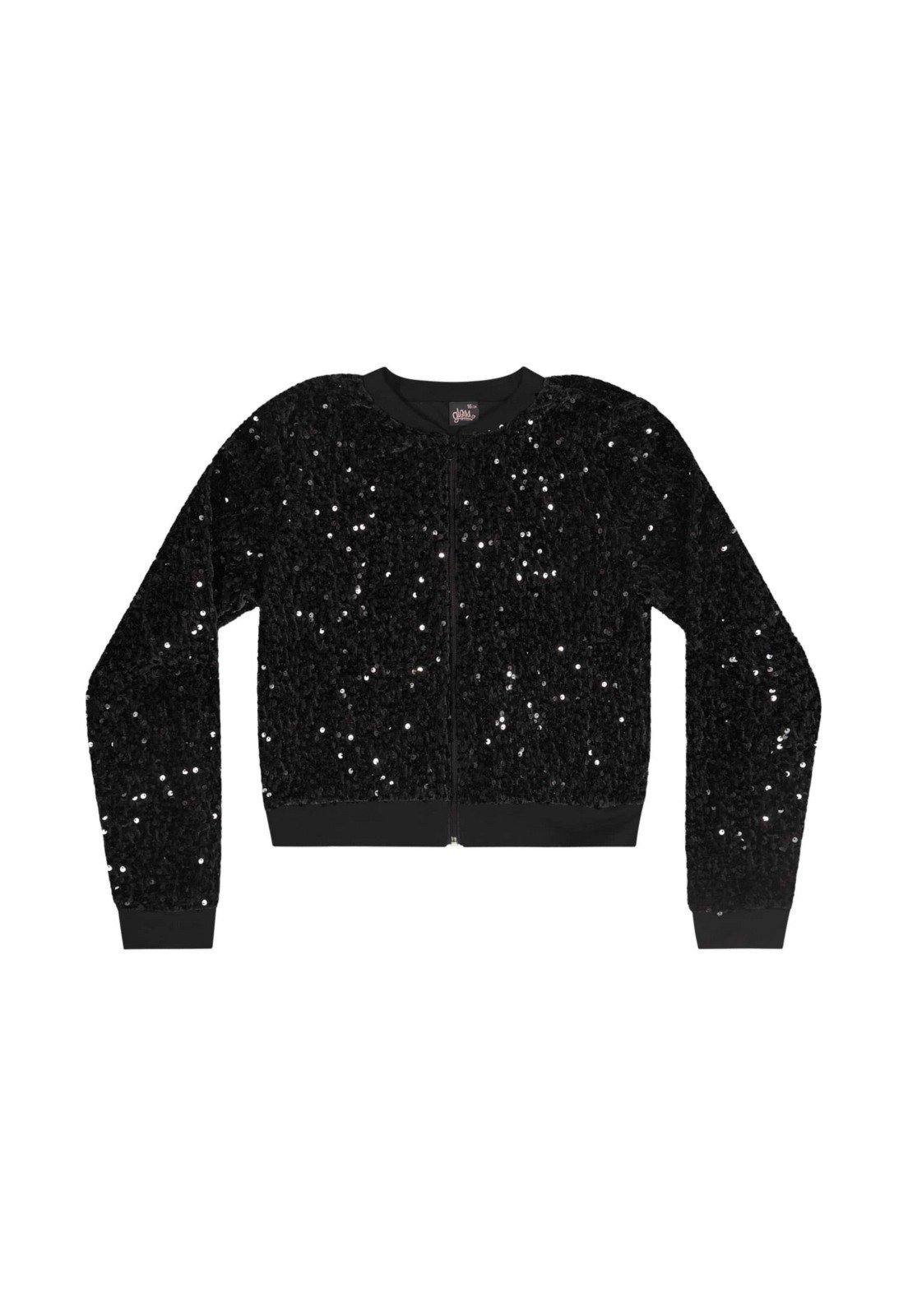 Vista 3 Infantil - Jaqueta Bomber Juvenil em Paetê Gloss preto Gloss preto