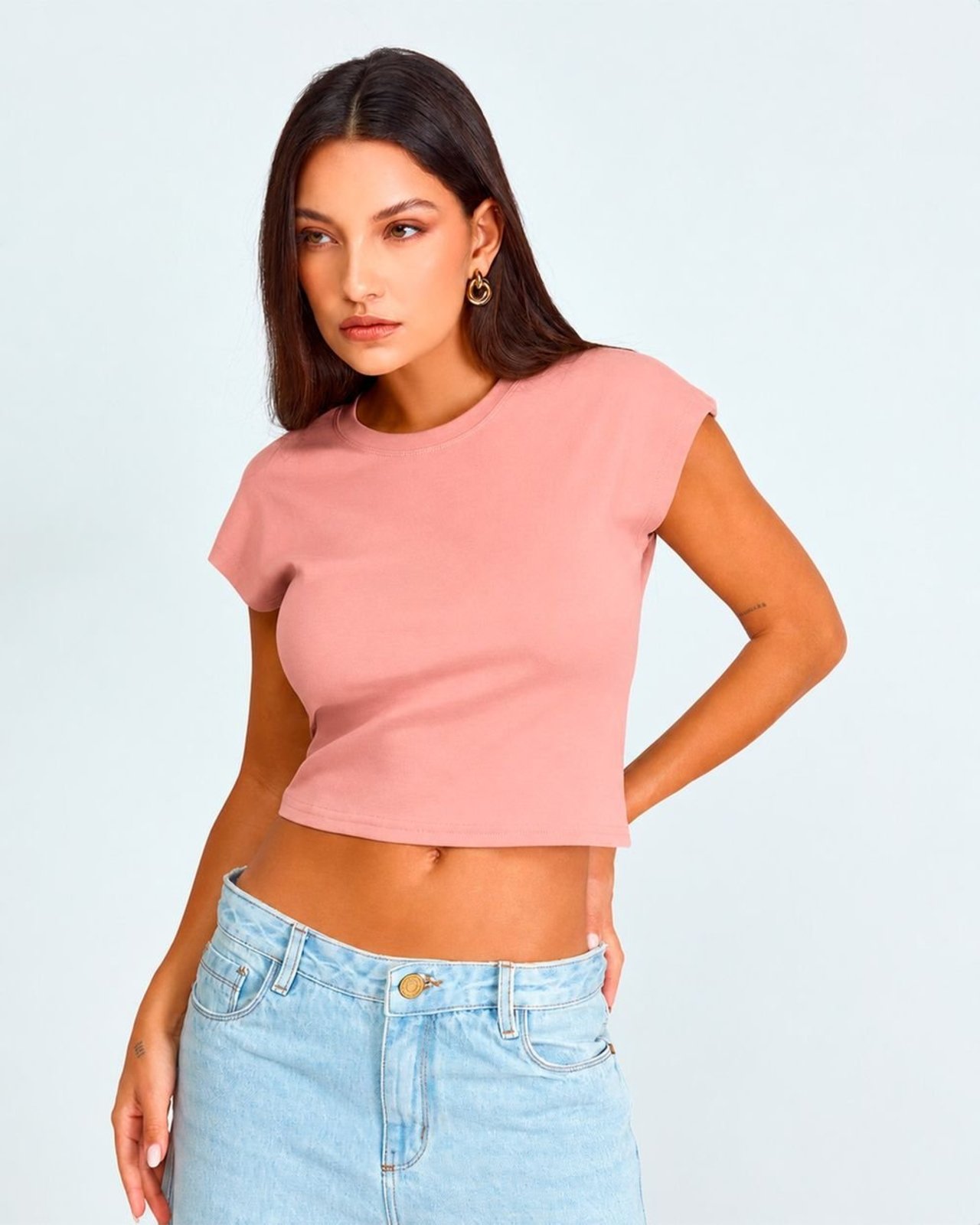 Blusa Cropped Feminina Premium 90303 Rosa Consciência