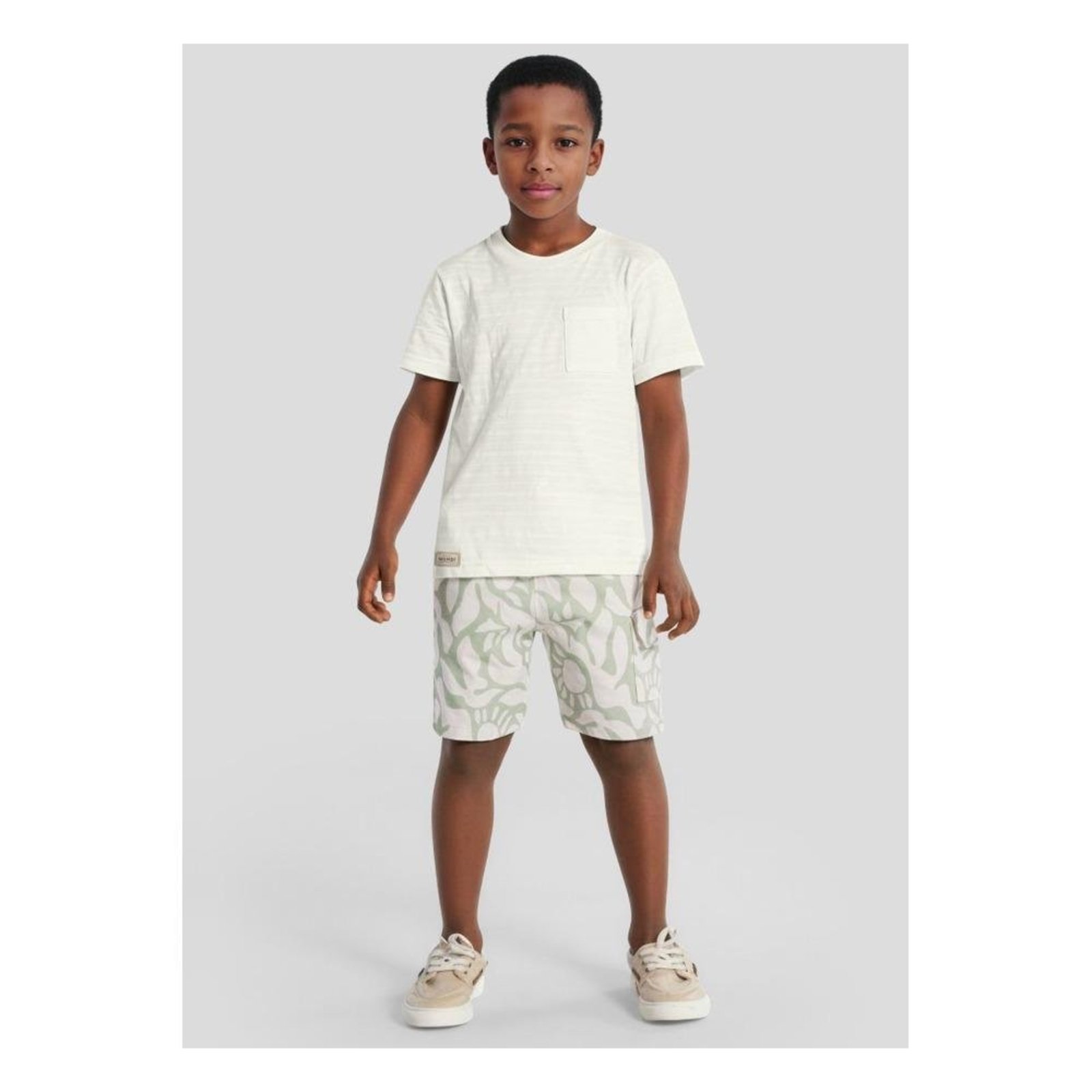Infantil - Conjunto Camiseta Bolso Bermuda Estampada Brandili Branco Verde 10 Branco