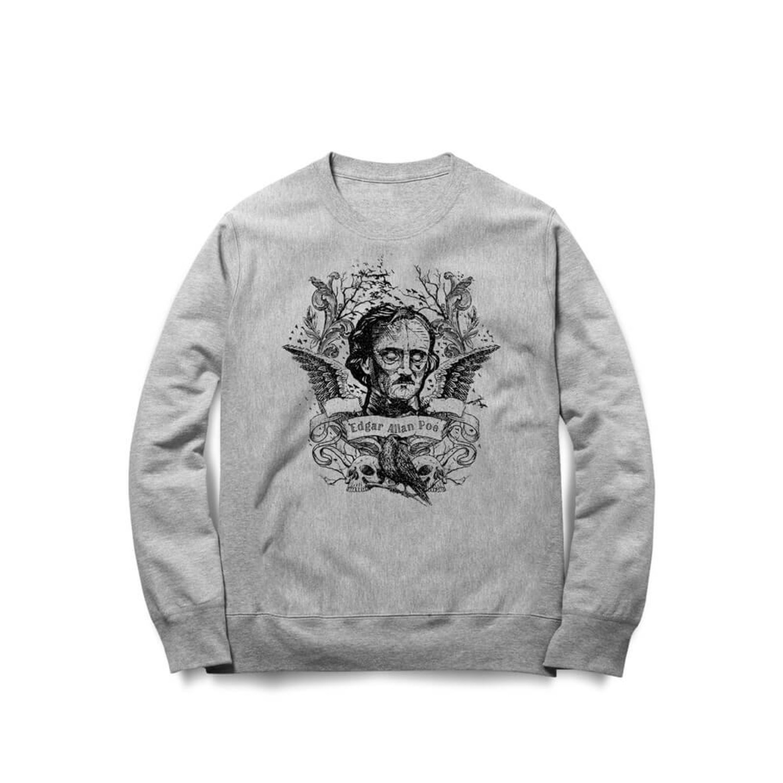 Moletom Edgar Allan Poe - Mescla Cinza - Casual - Studio Geek
