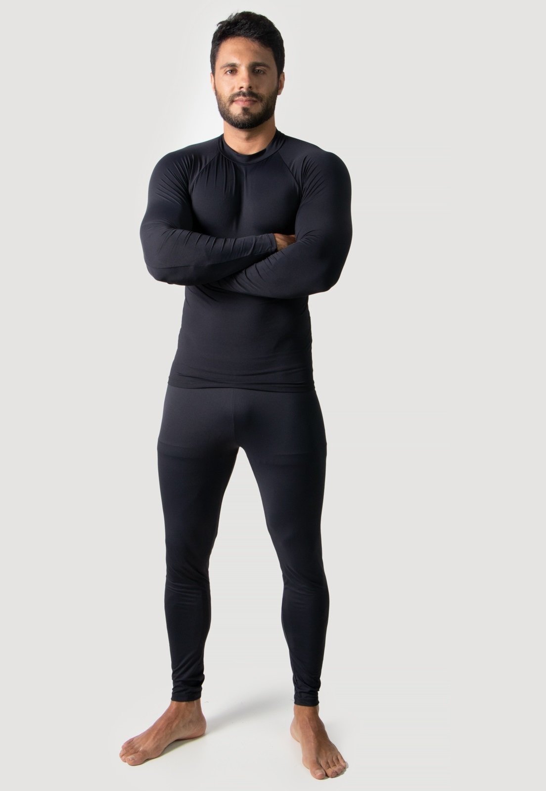 Camisa Térmica 4 Estações Blusa Manga Longa Fechada Frio Proteção UV50 Preto