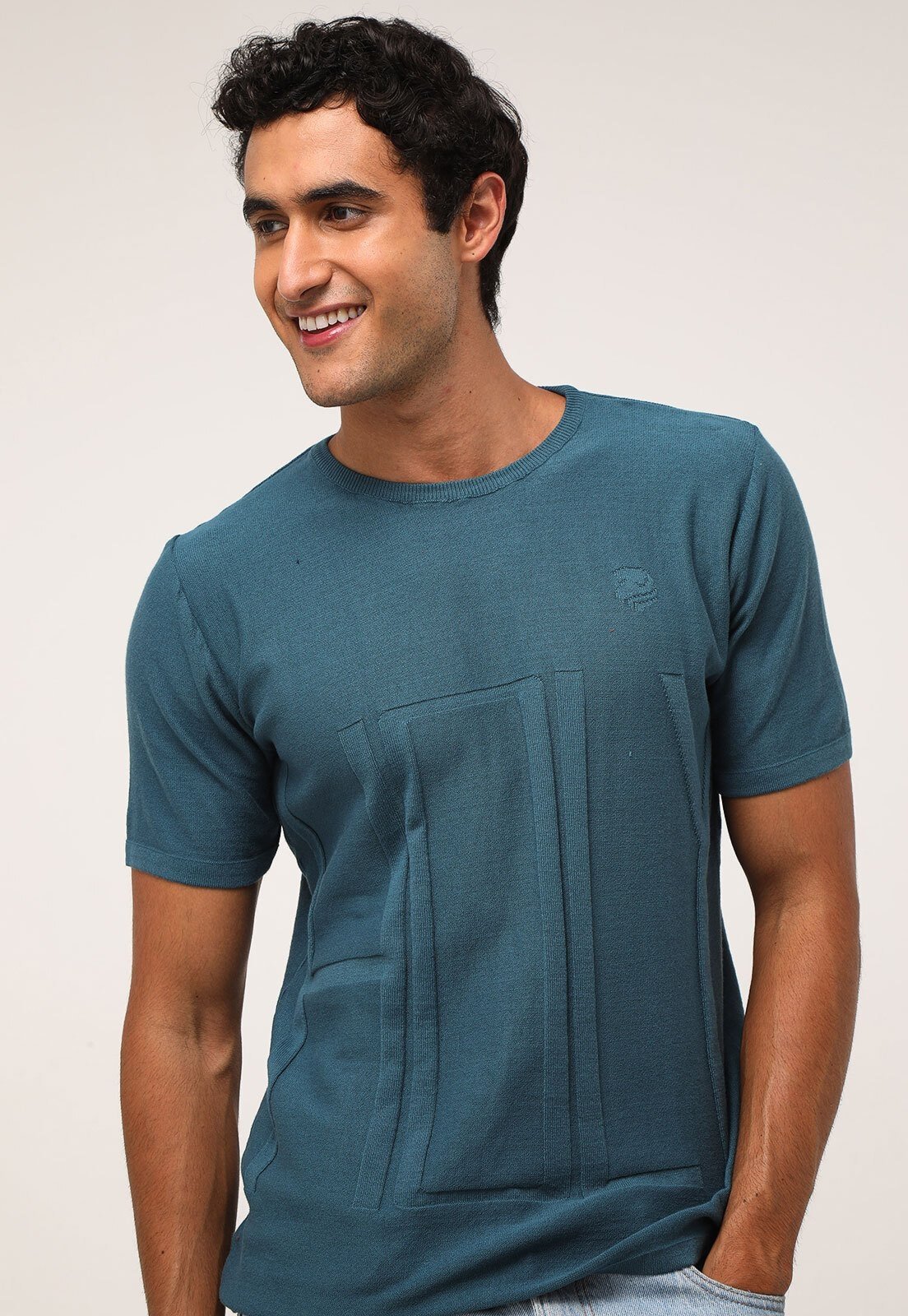 Camiseta Tricô Algodão Holy Azul Petróleo