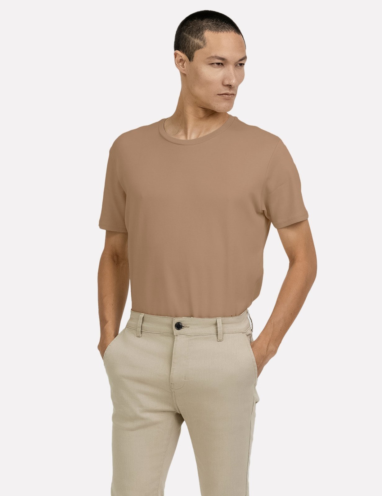 Camiseta K&J Black Masculina Regular Fio Egípcio Ocre