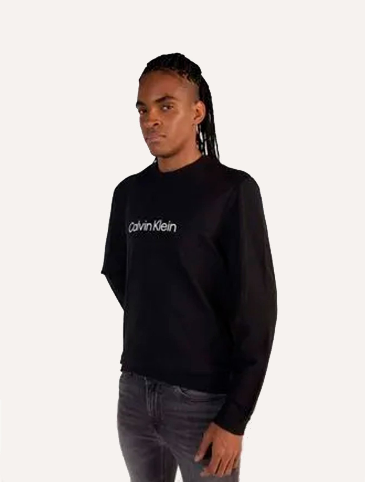 Moletom Calvin Klein Masculino Crewneck CK Front Preto