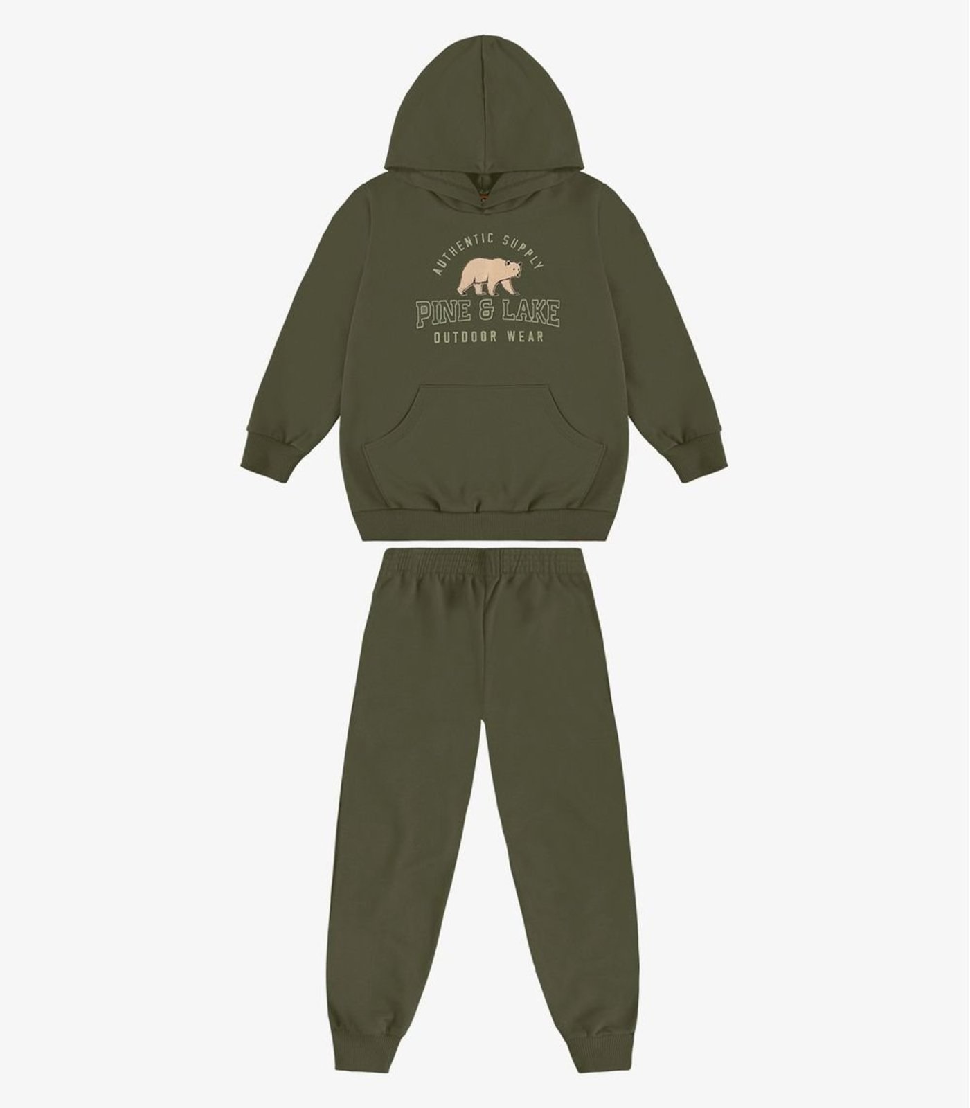 Infantil - Conjunto Blusão de Capuz e Calça Moletom Rovi Verde