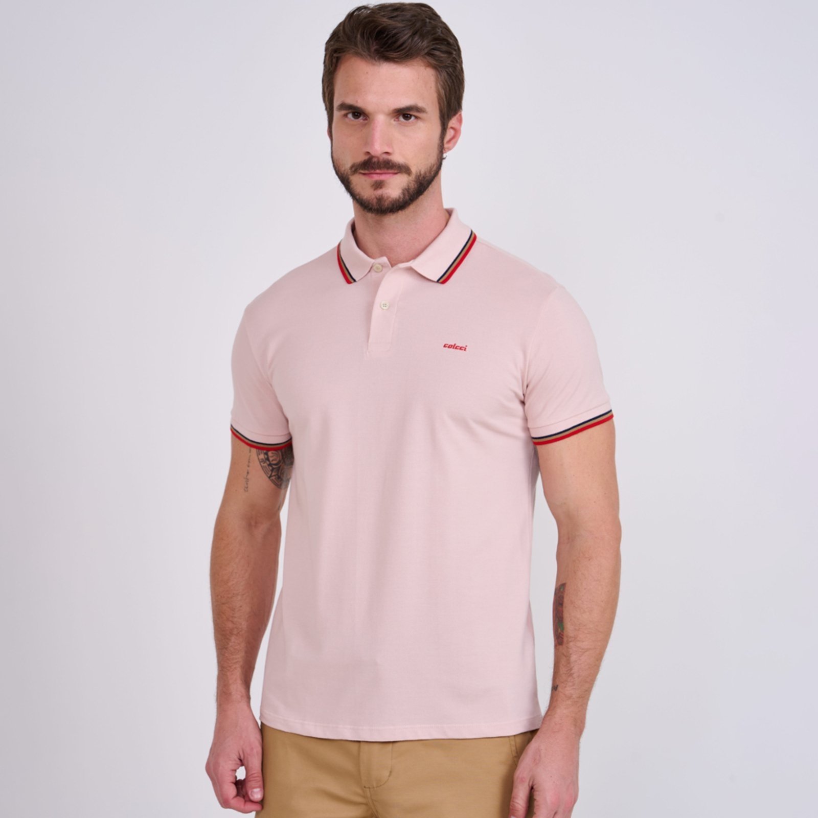 Vista 2 Camisa Polo Colcci Triple Line Ve26 Masculino preto Colcci preto