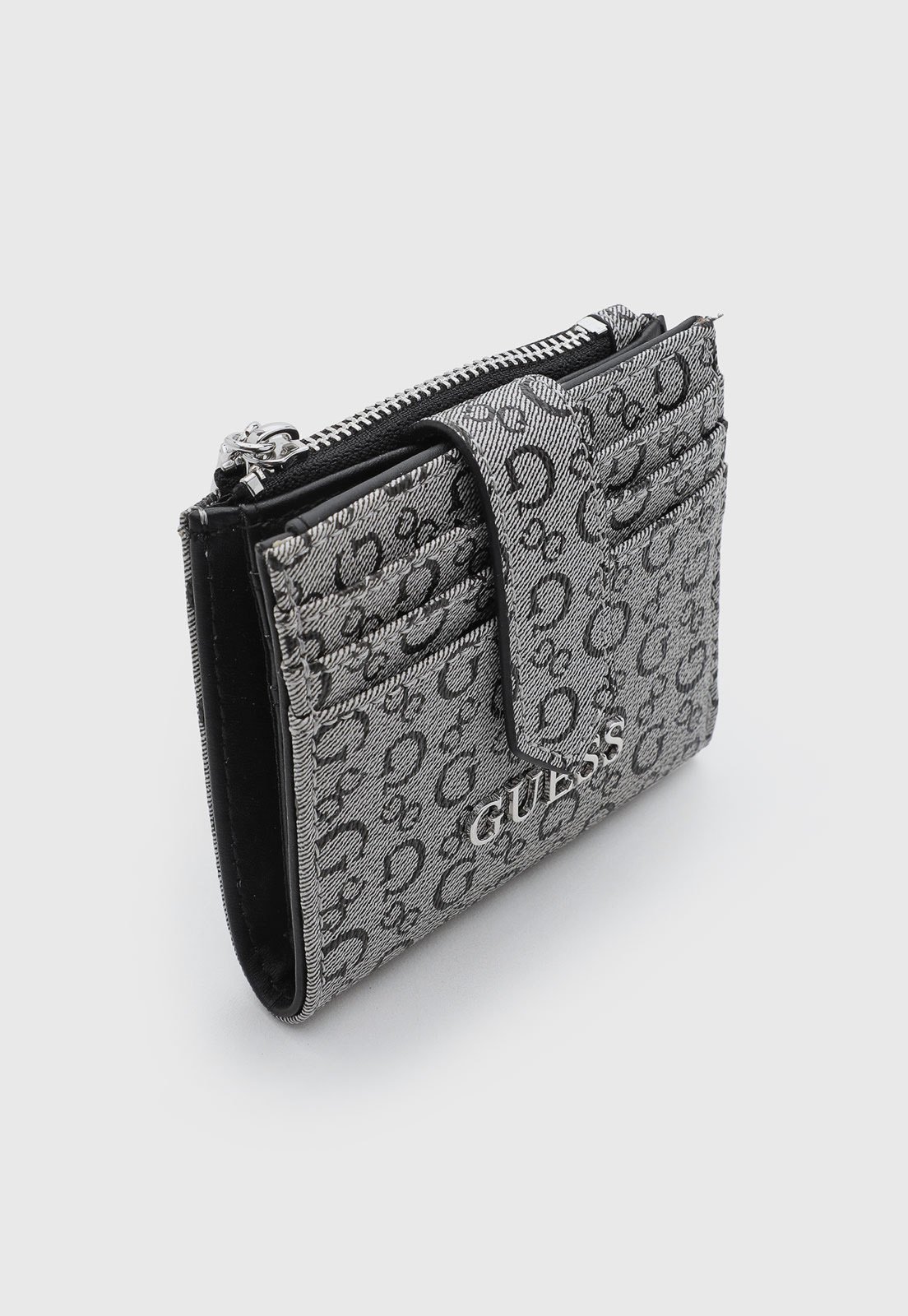 Carteira Feminina Guess Compacta Monograma Cinza