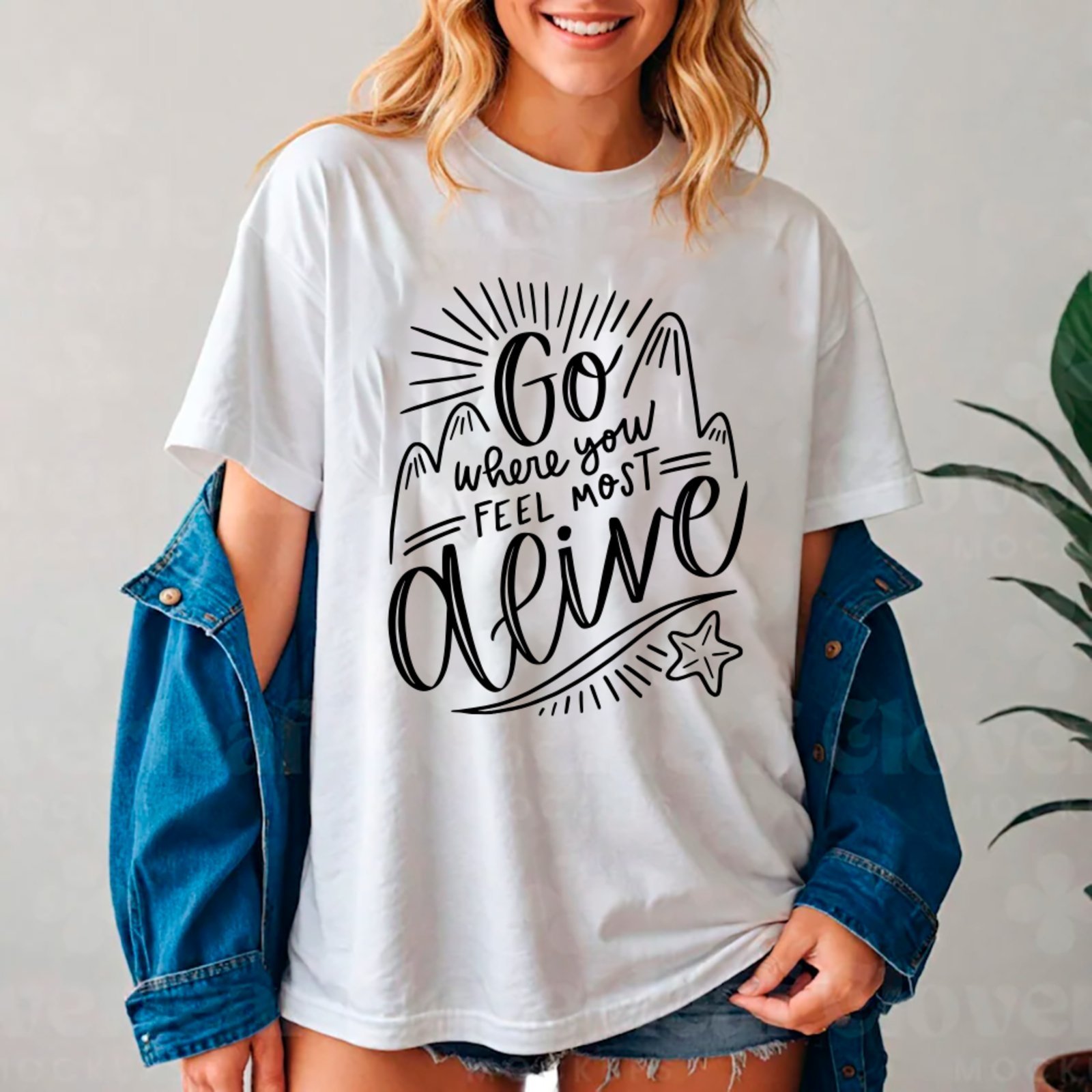 Camiseta Ousy Sinta-se Vivo Oversized Feminina Branco