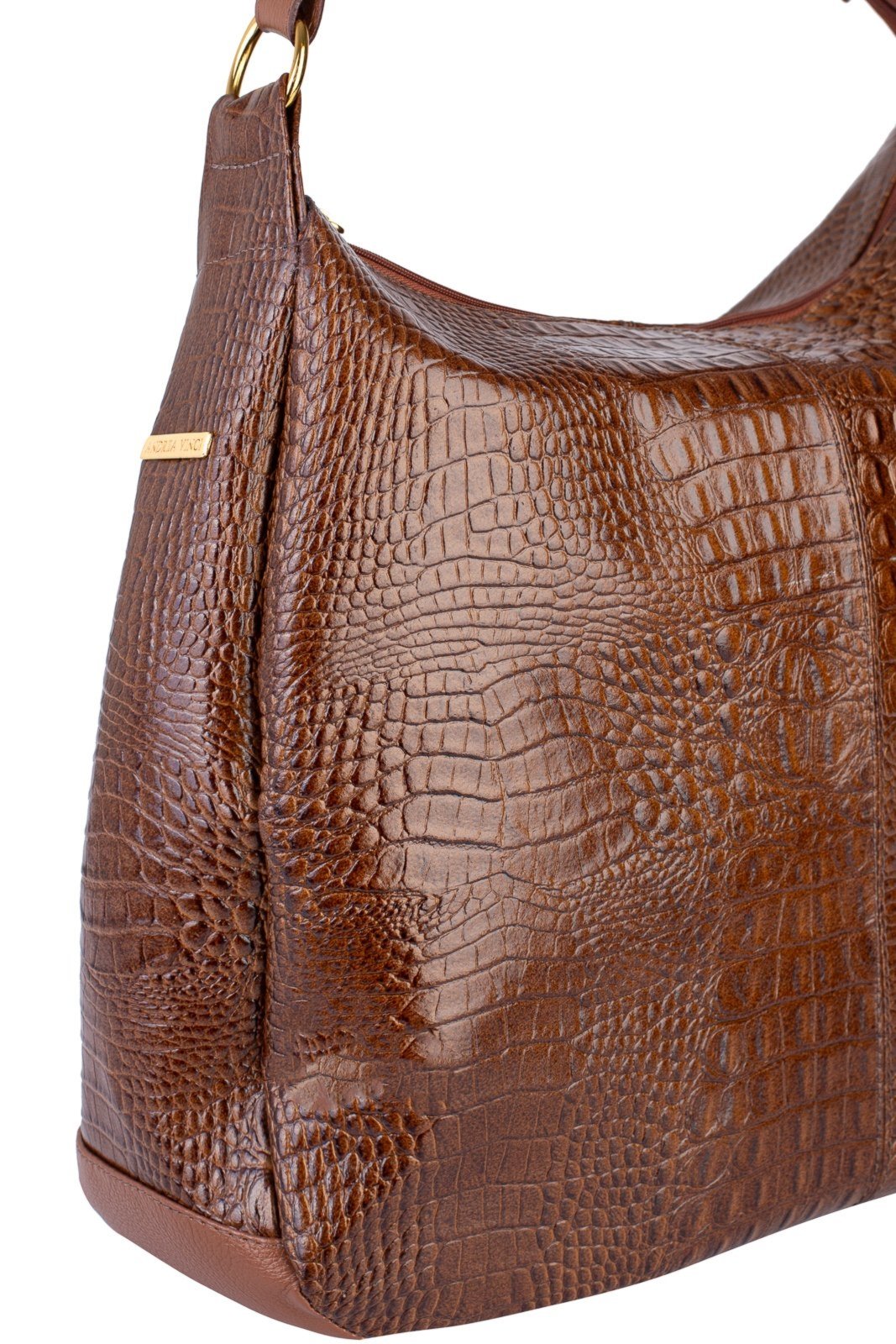 Vista 3 Bolsa saco grande de couro croco Carla - Whisky Andrea Vinci vermelho Andrea Vinci vermelho