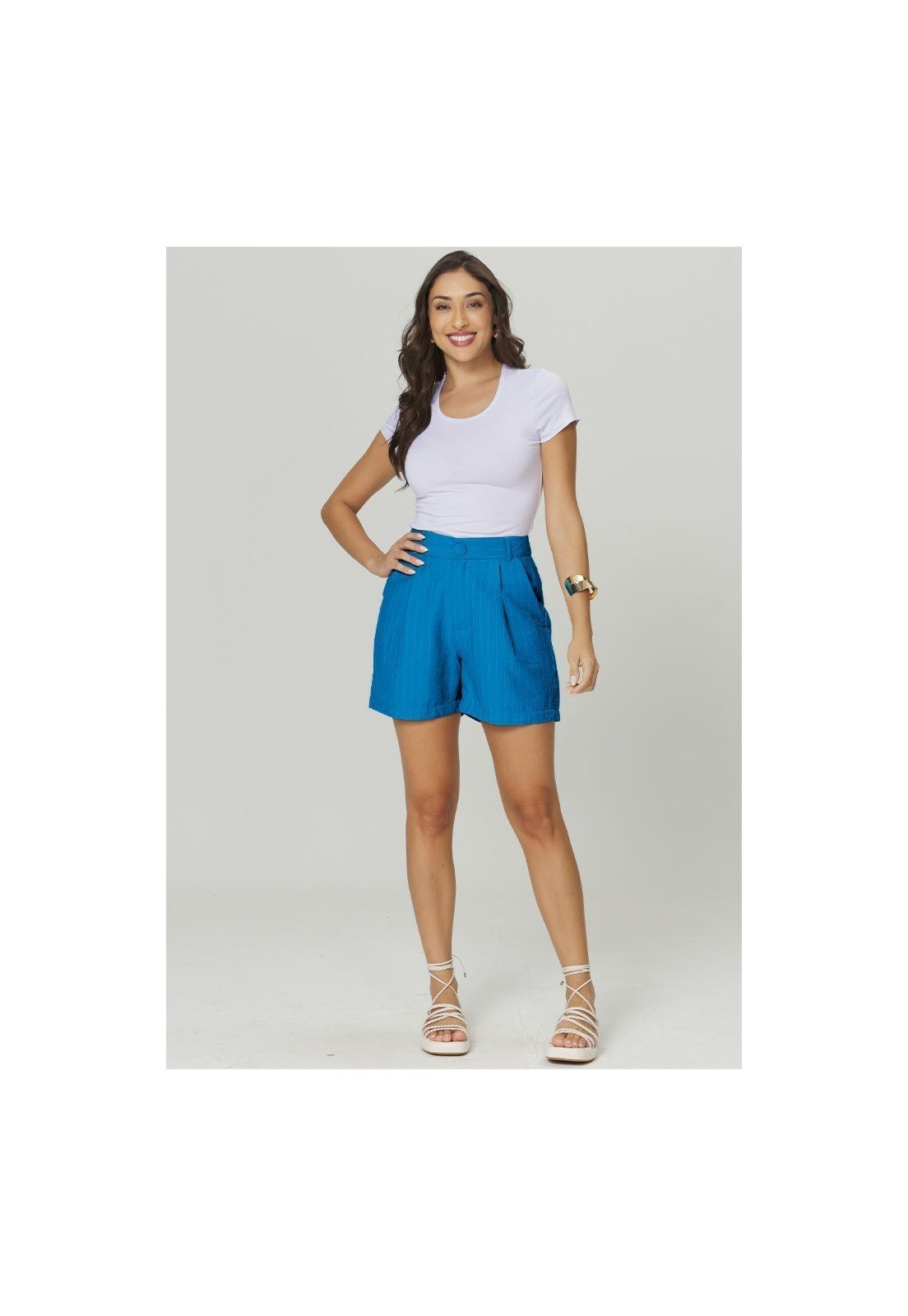 Short Rudély Risca De Giz Azul