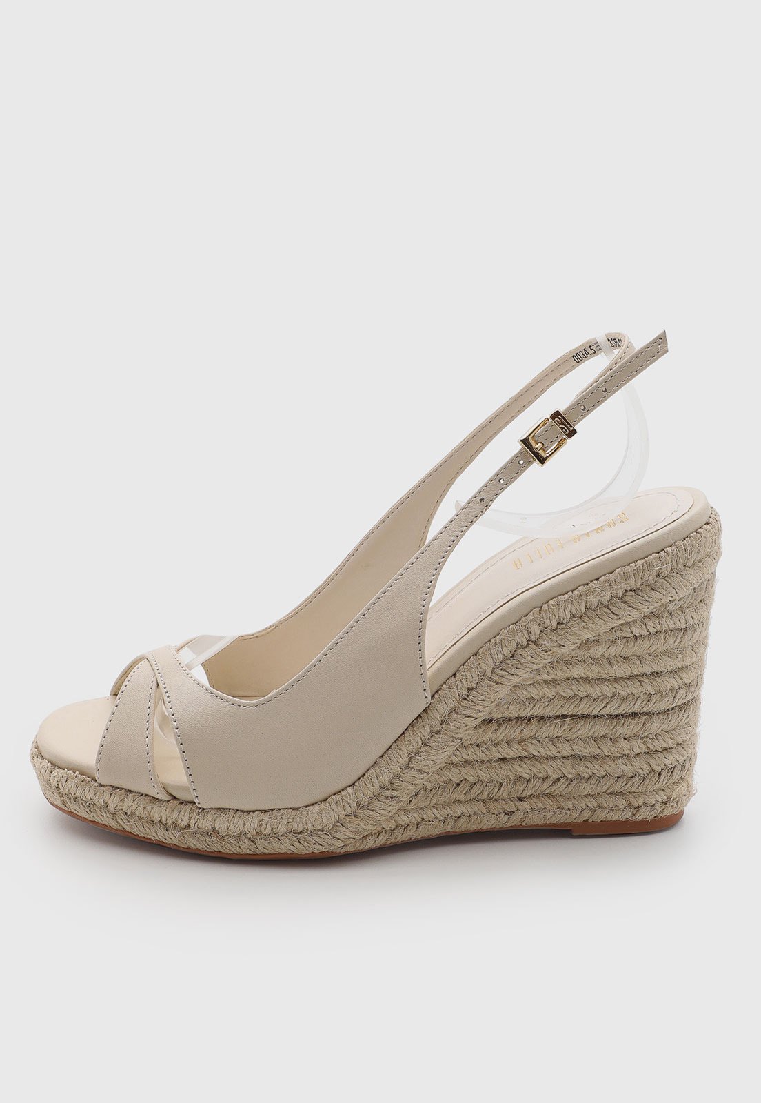 Sandália Feminina Santa Lolla Salto Anabela Couro Off-white