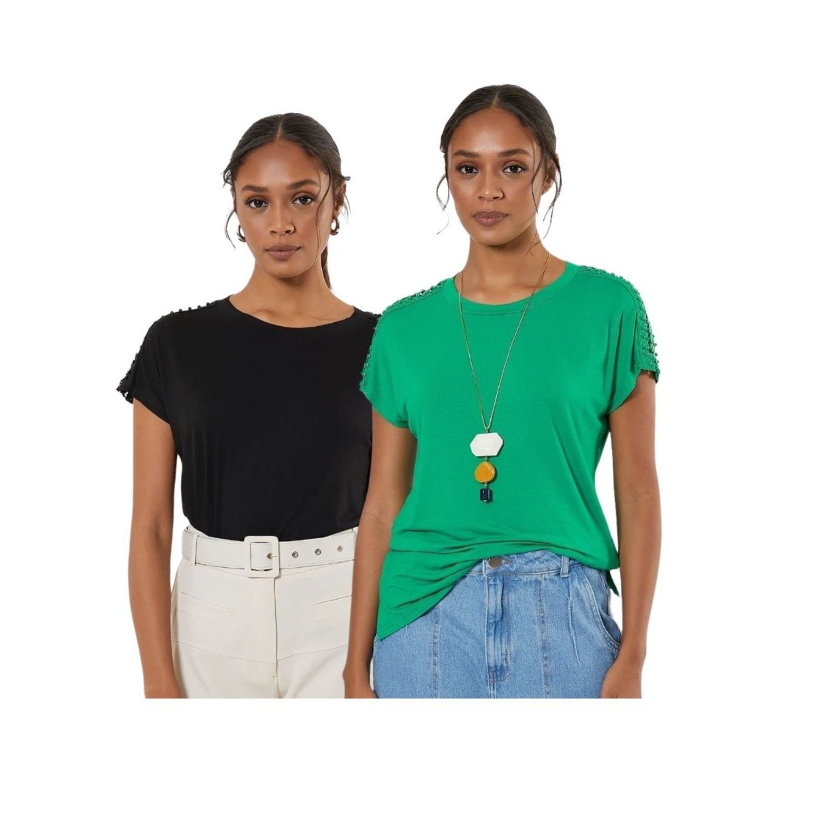 Conjunto 2 Camisetas Vih Triny Femininas Básicas Premium Preto