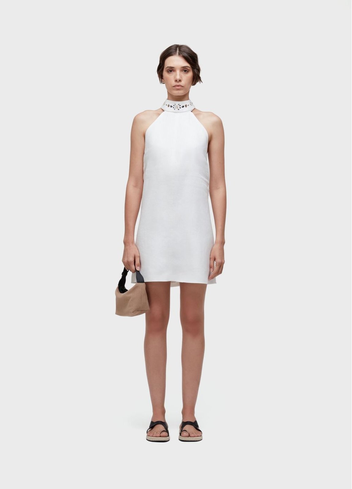 Vestido curto gola cristais OSKLEN