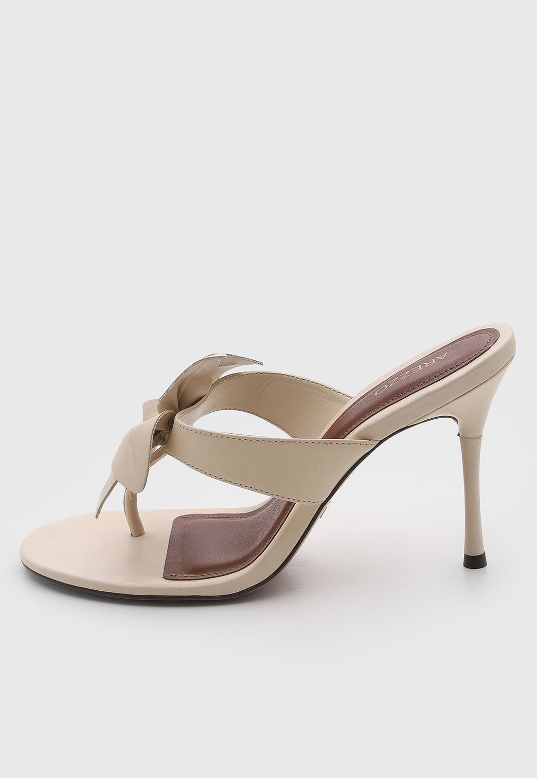 Sandália Feminina Arezzo Salto Alto Couro Off-White