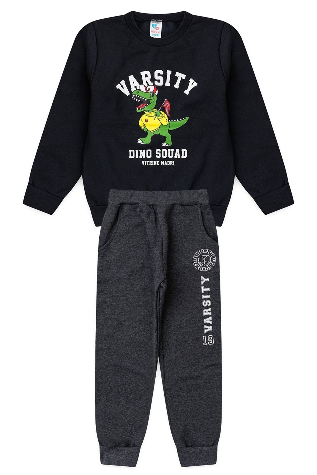 Infantil - Conjunto Moletom Menino c/ Bolso Dino Varsity