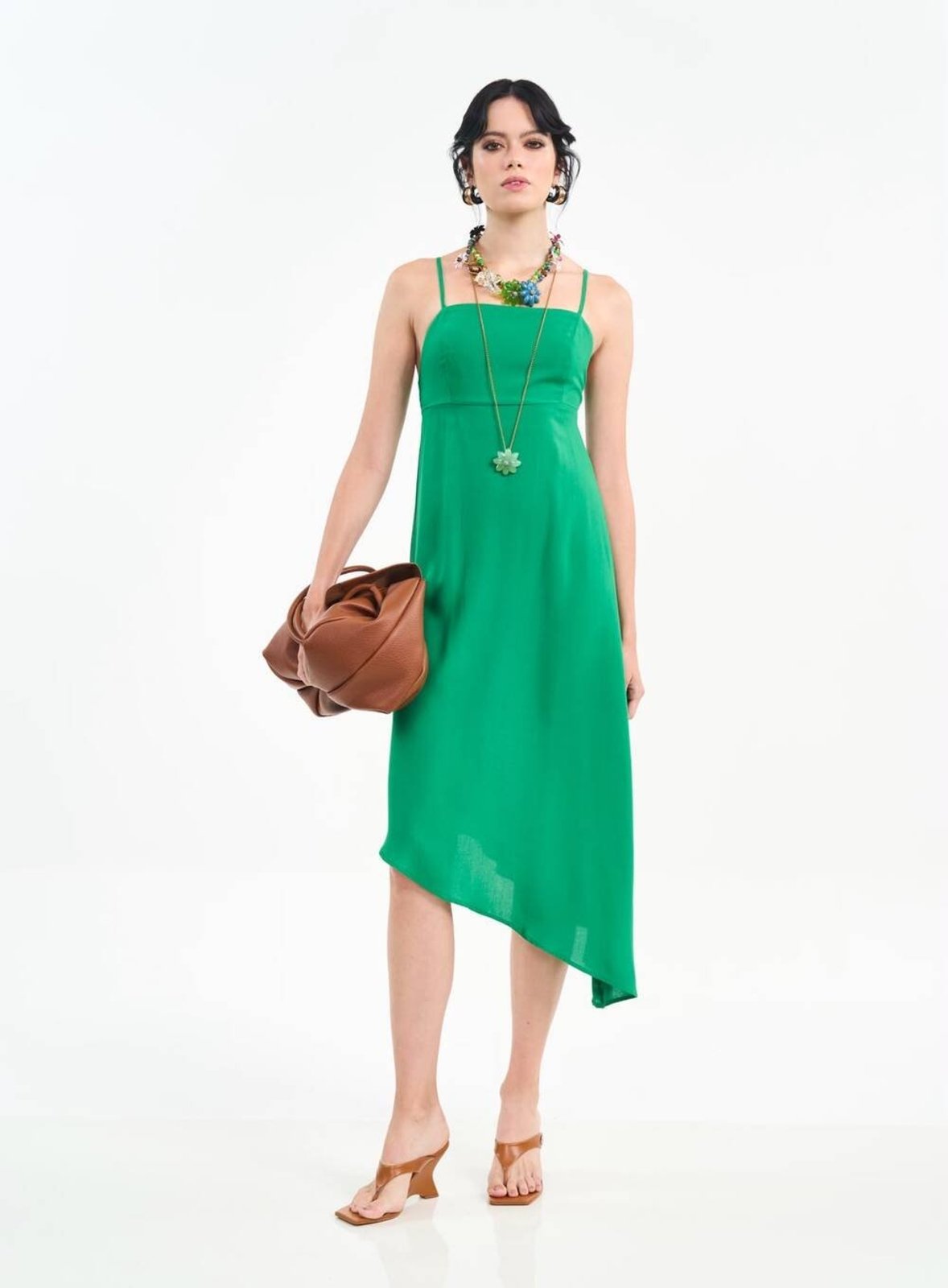 Vestido Midi com Alças e Amarração Colcci Verde Vanity