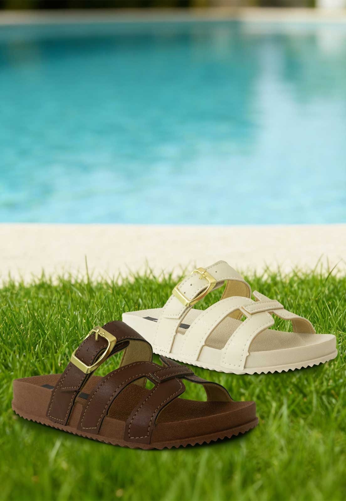 Vista 3 Infantil - Sandália Pópidi Menina Papete Moda Feminina Off White off-white white Pópidí off-white white