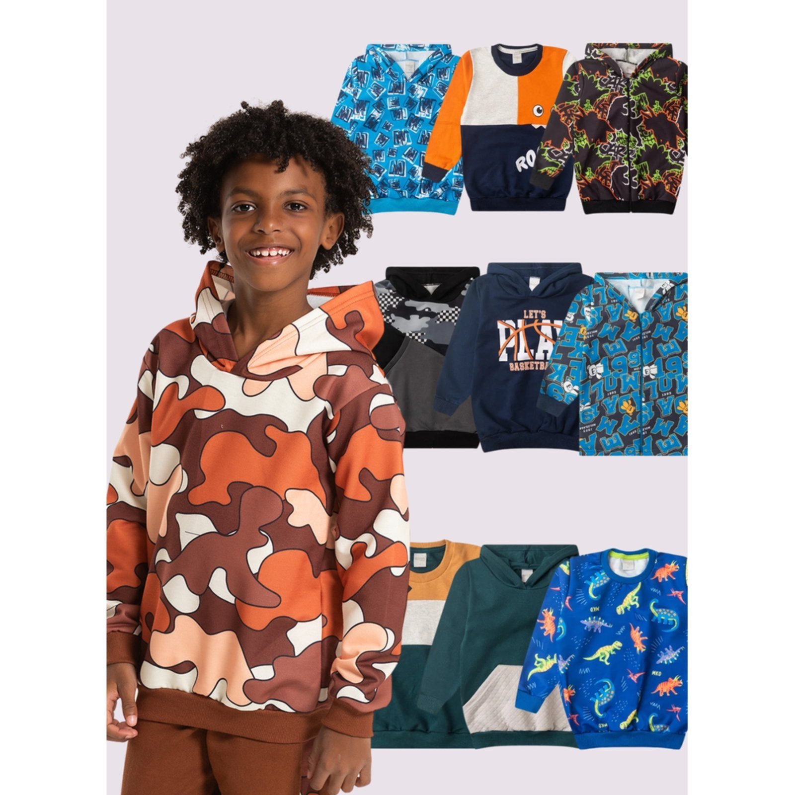 Vista 3 Infantil - Casaco Molekada Menino Sortido em Moletom Felpado multicolorido Molekada multicolorido