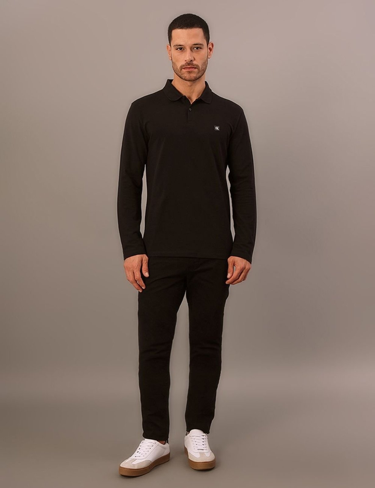 Polo Manga Longa Calvin Klein Jeans Regular Premium - Preto Calvin Klein Jeans