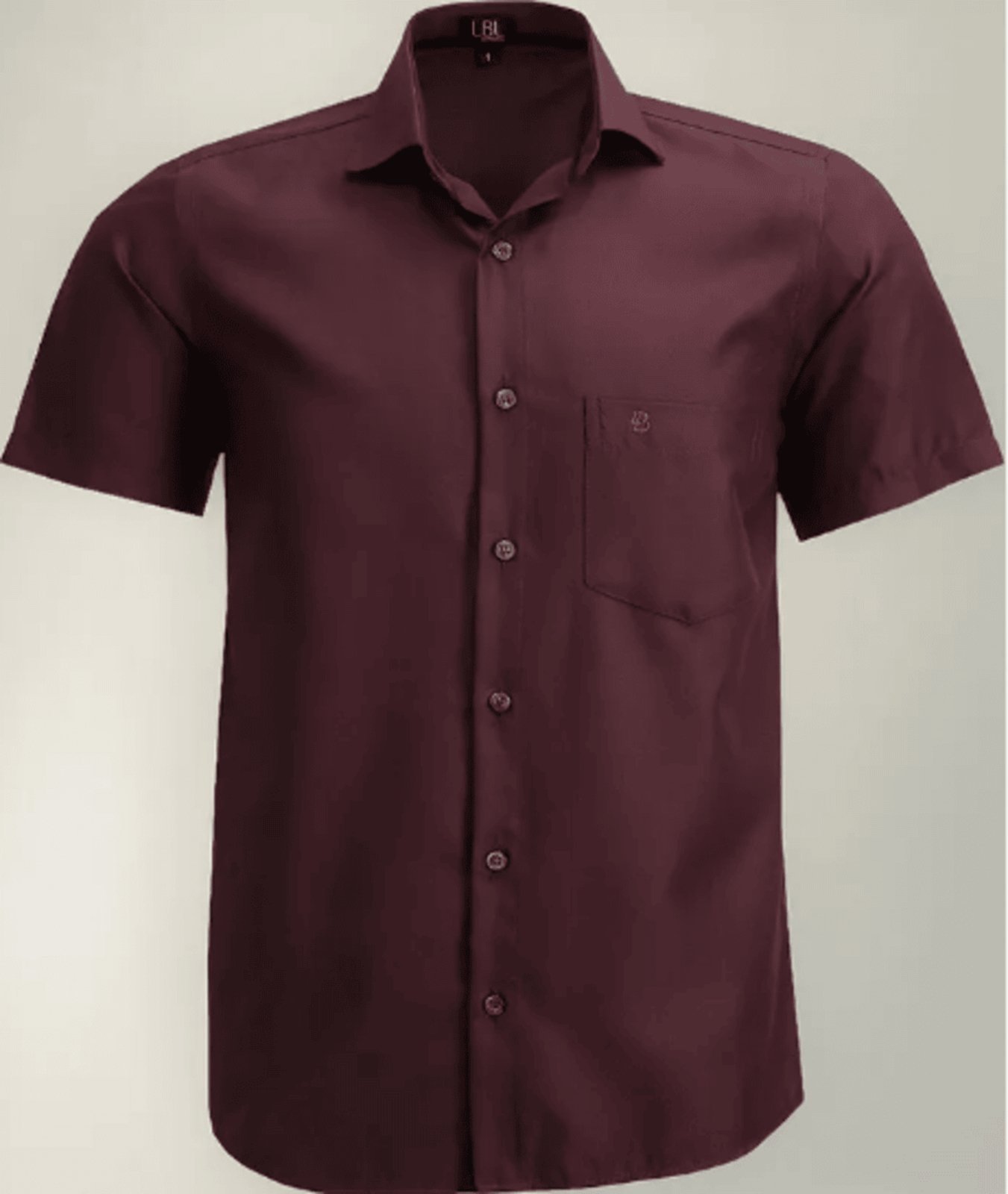 Camisa Social LBL Comfort Lynd Poliéster Macia Passa fácil Com Bolso Manga Curta Bordô