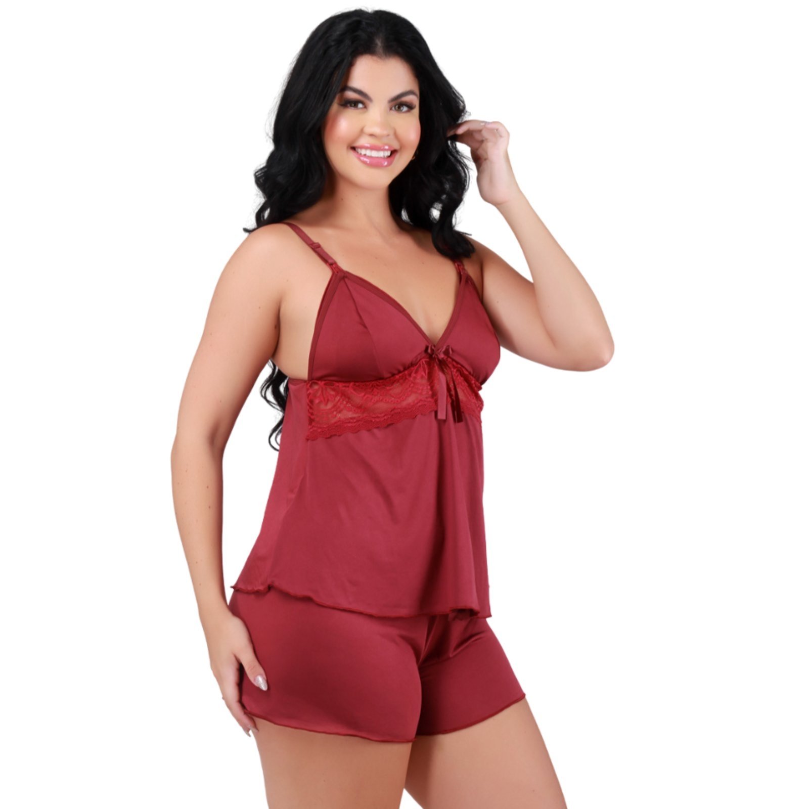 Baby Doll Amamentação Reflexo Íntimo Pós Parto Para Amamentar Vinho