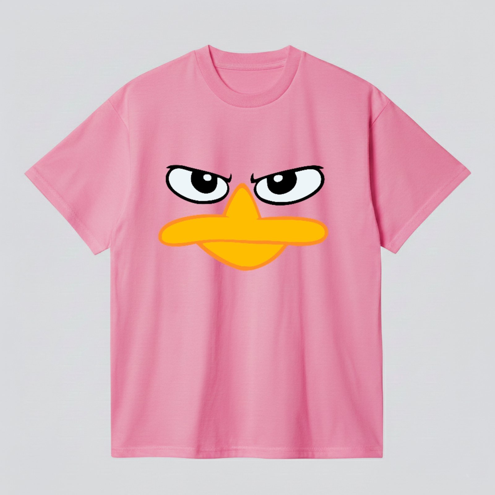 Camiseta Básica Duck Face Funny Minimal Cartoon Style Rosa