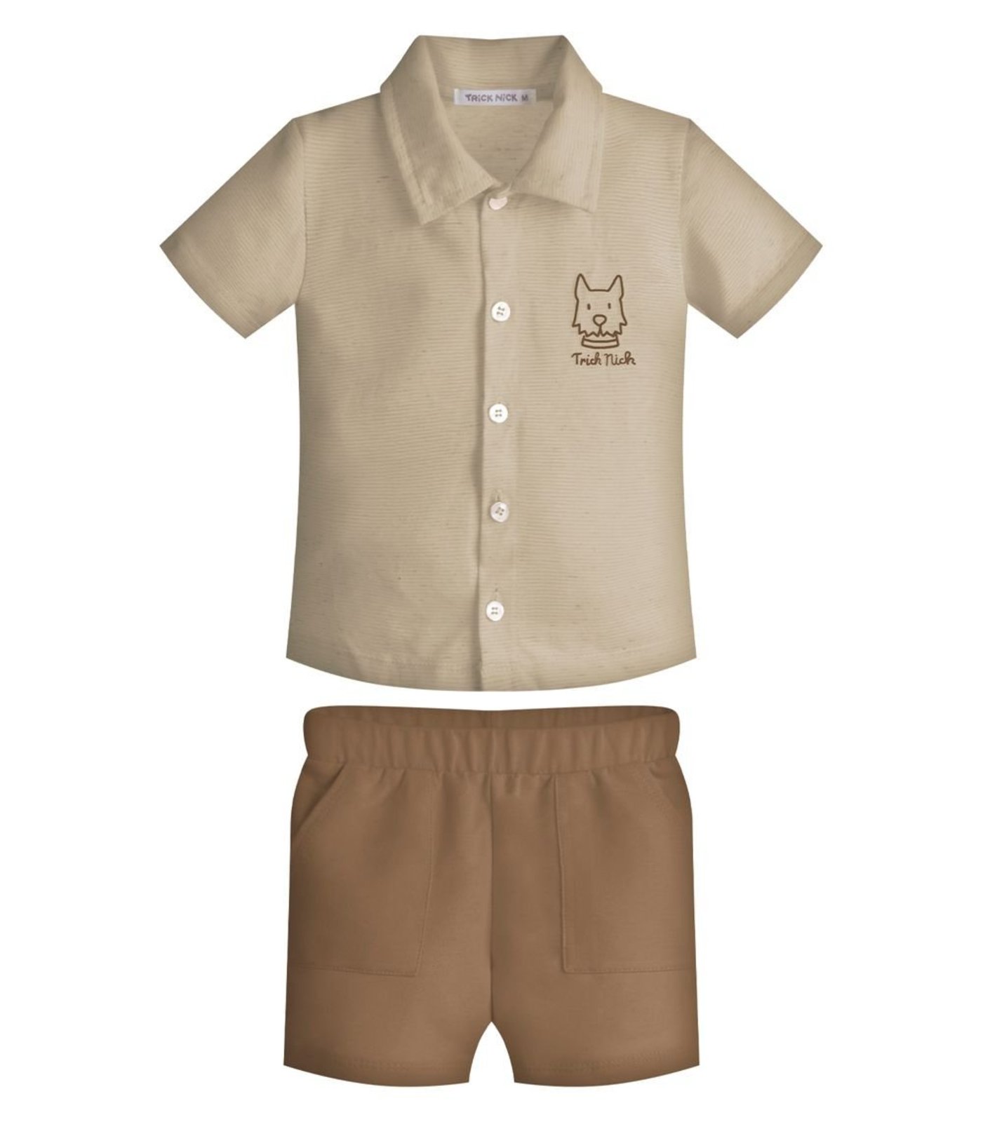 Infantil - Conjunto Camisa Com Bermuda Trick Nick Bege