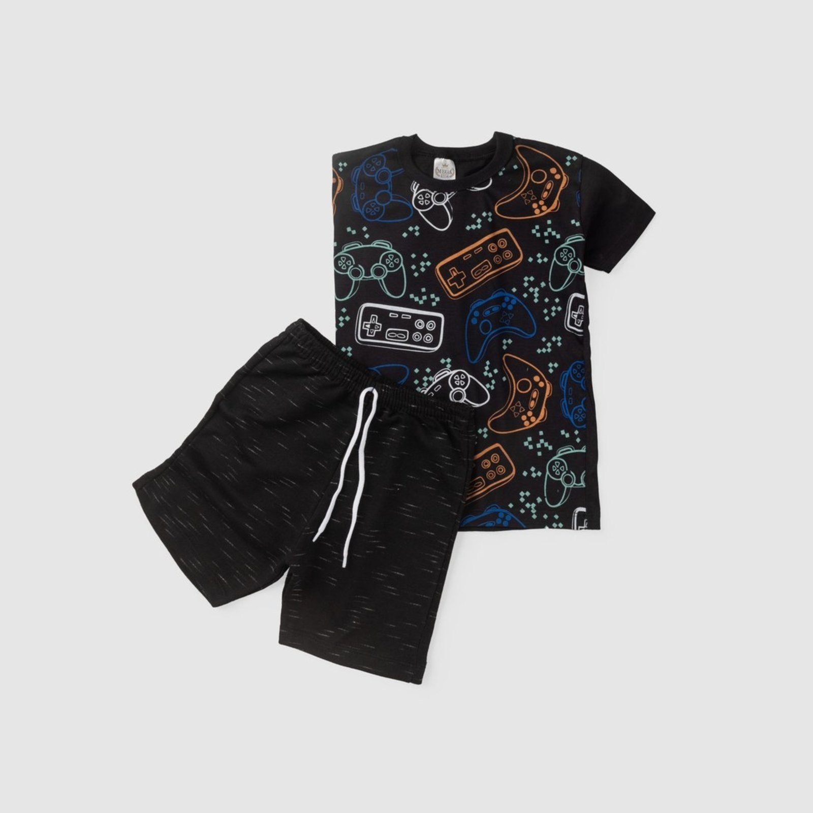 Vista 3 Infantil - Conjunto Verão Masculino Controles Video Game Mega Preto Mega Kids unico Mega Kids unico