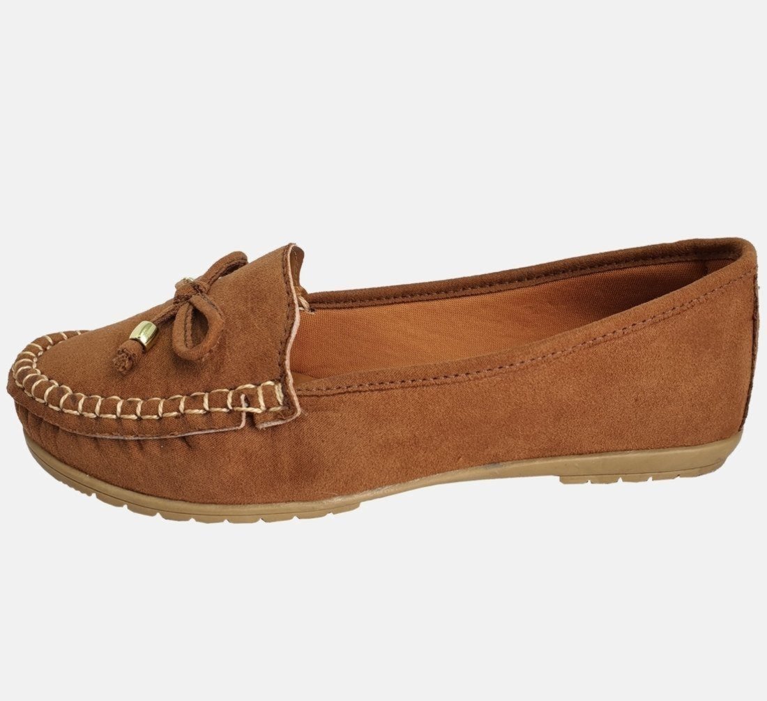 Sapatilha Mocassim Moda Pé Costurado À Mão Conforto Cor Caramelo