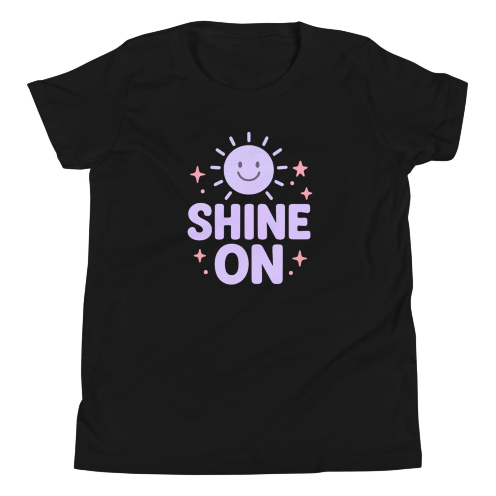 Infantil - Camiseta Blusa Manga Curta Urbania Algodão Preta Preto estampa shine on continue brilhando