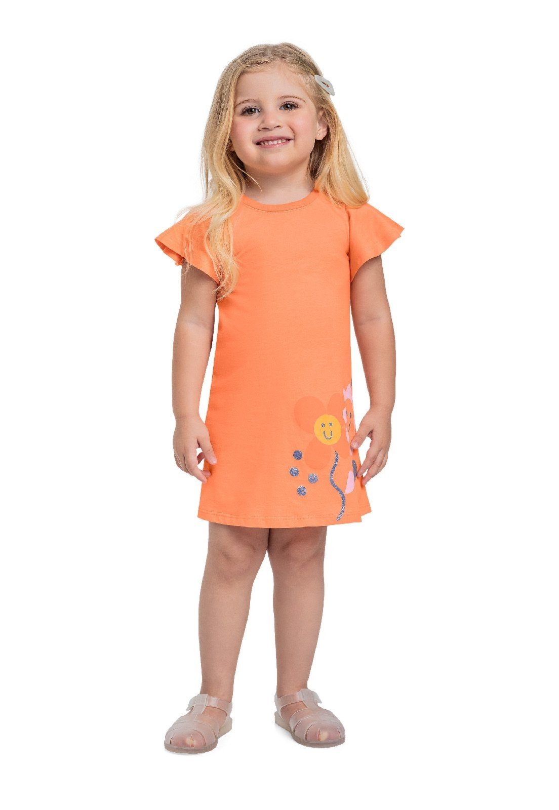 Infantil – Vestido em Meia Malha Bee Loop Laranja