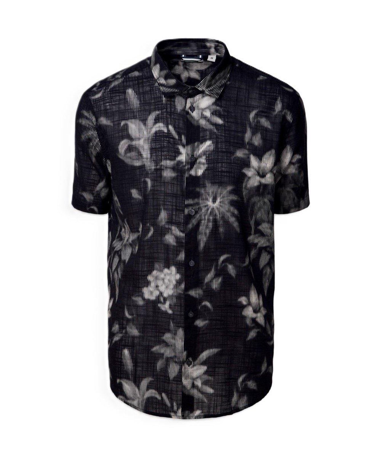 Vista 3 Camisa Manga Curta Estampada Blur Flower Reserva preto Reserva preto