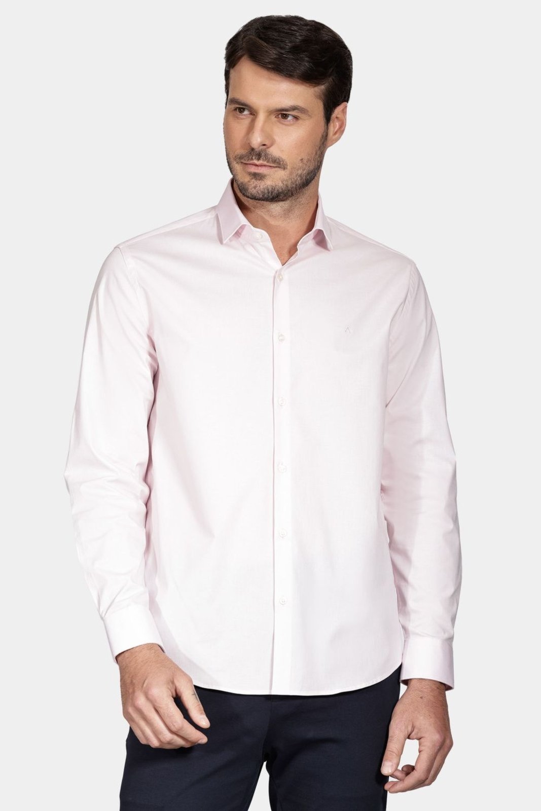 Vista 2 Camisa Aramis Aramis Manga Longa Regular Stretch Liso Rosa incolor rosa Aramis incolor rosa