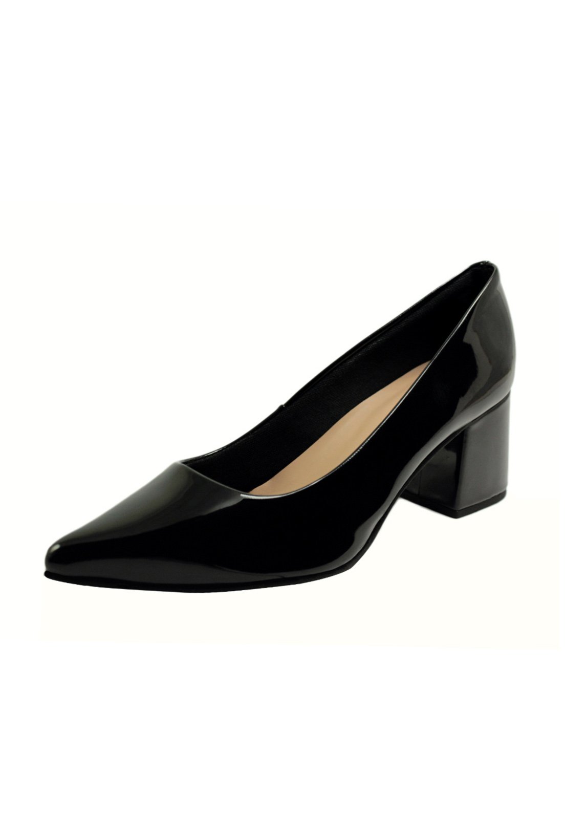 Scarpin Salto Baixo Grosso Luiza Sobreira Verniz Preto Mod. 1363