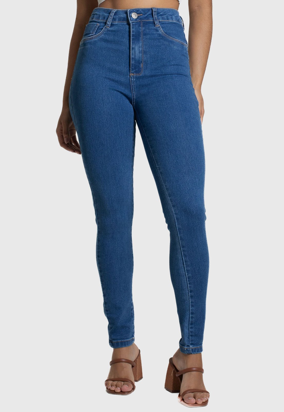 Calça Jeans Feminina Sawary Skinny Push Up Azul