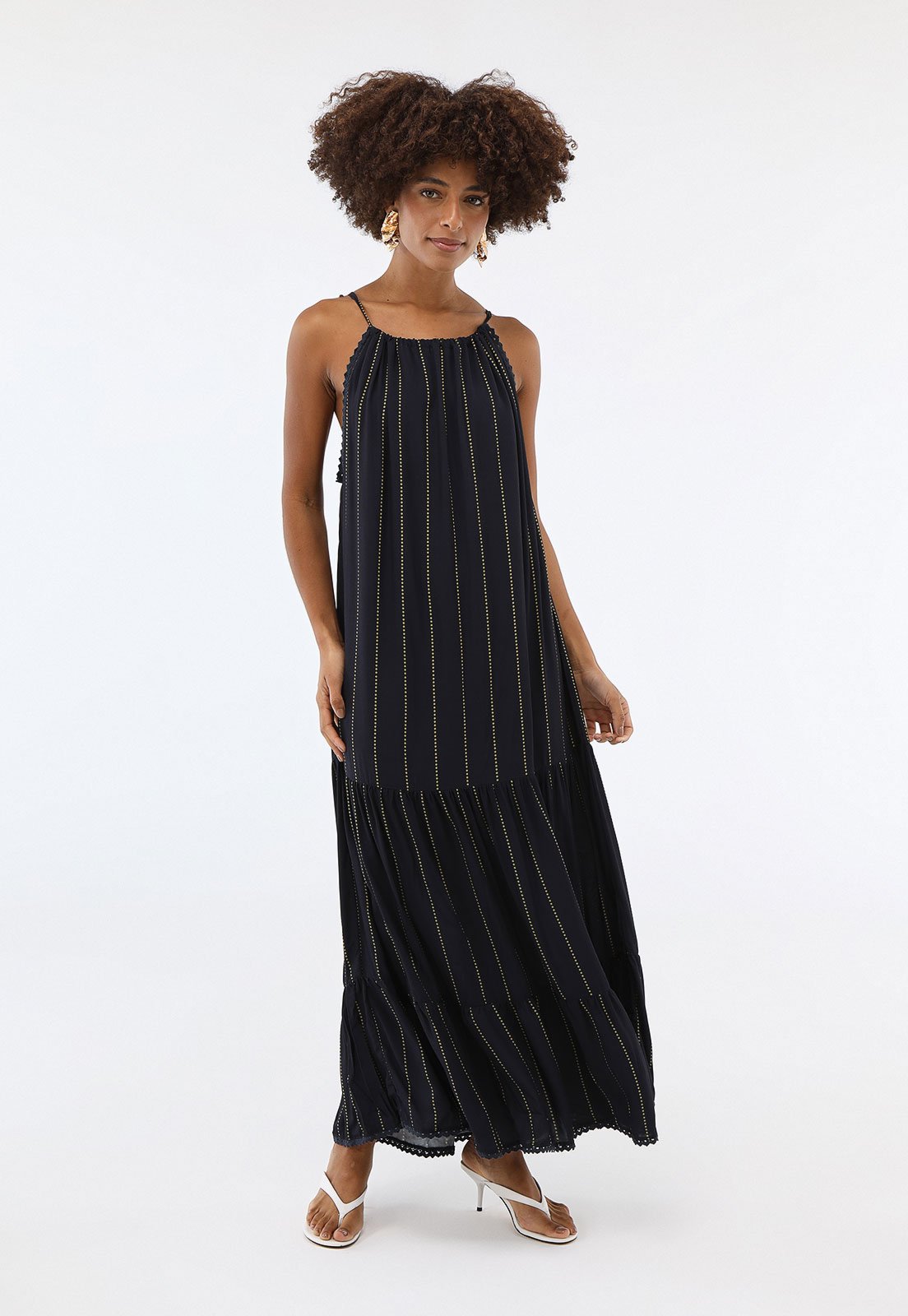 Vestido Lez a Lez Longo Estampado Preto