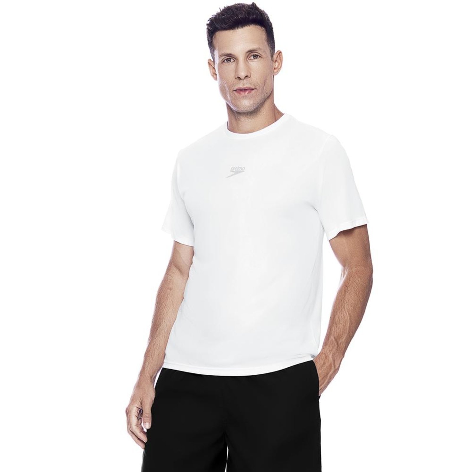 Camiseta Speedo Essential Interlock Masculina Branco Branco