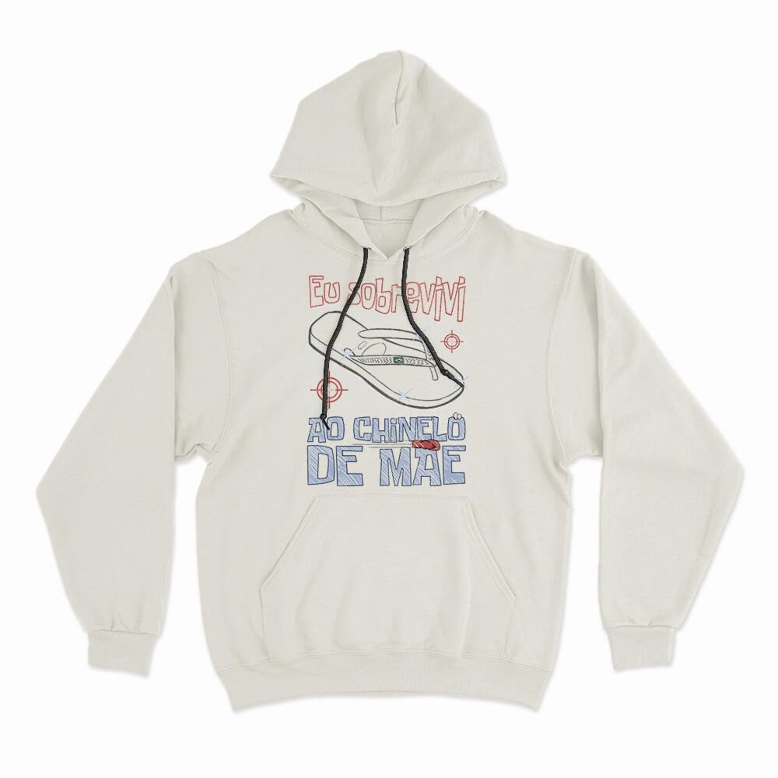 Moletom Com Capuz Chinelo De Mãe - Off White - Casual - Studio Geek