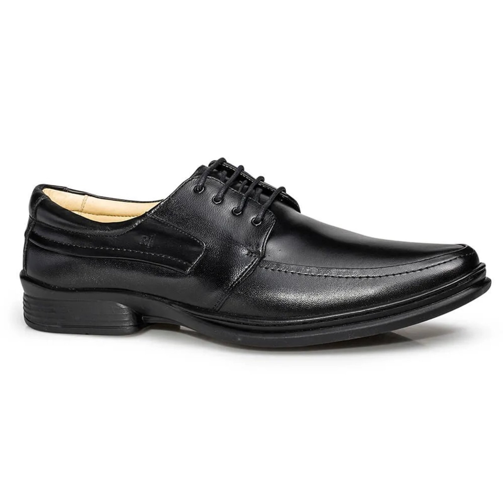 Sapato Social Rafarillo Masculino Couro Cadarço Bico Redondo Preto