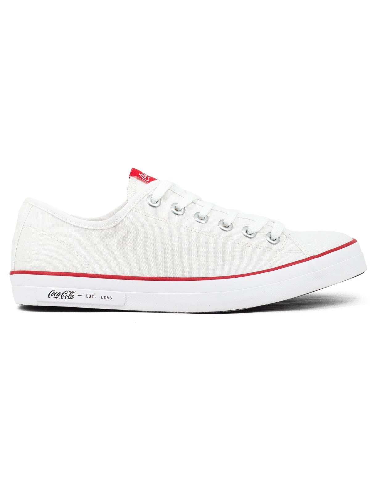 Tênis Masculino Coca Cola Casual Plaza Canvas Confortável Cadarço Branco Vermelho